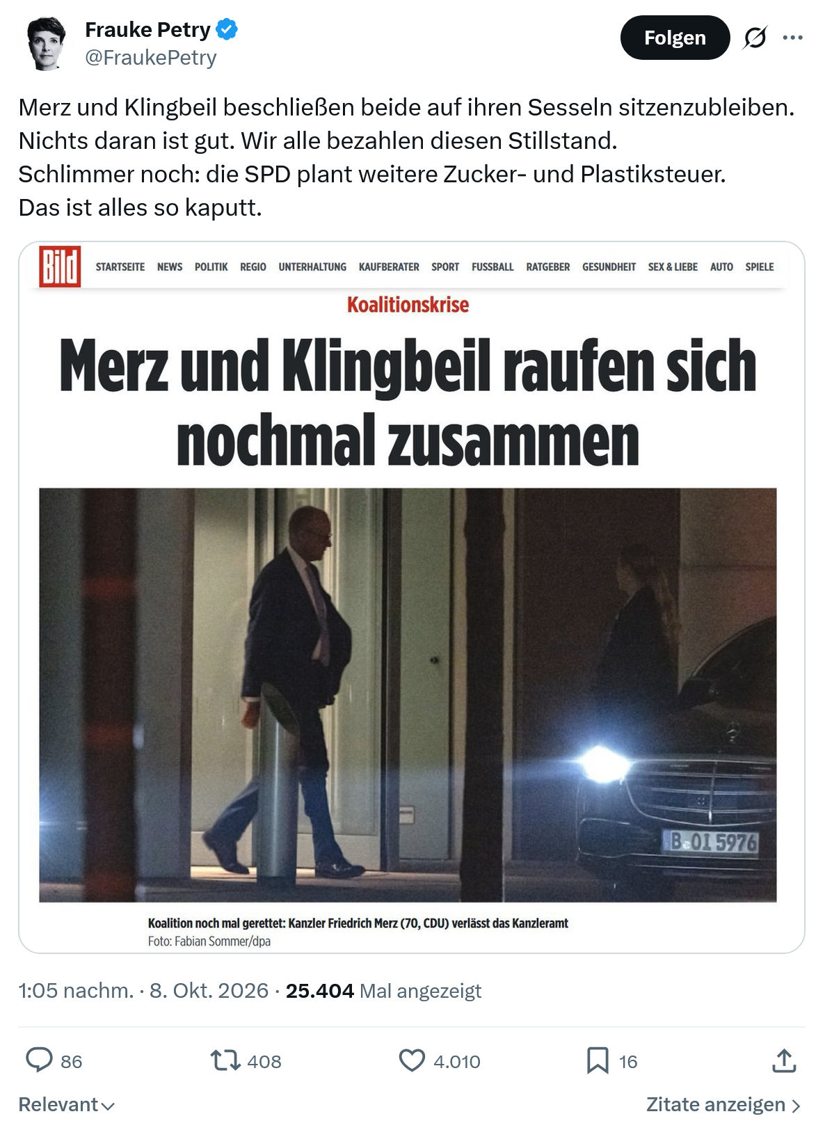 Frauke Petry: Merz und Klingbeil beschließen...