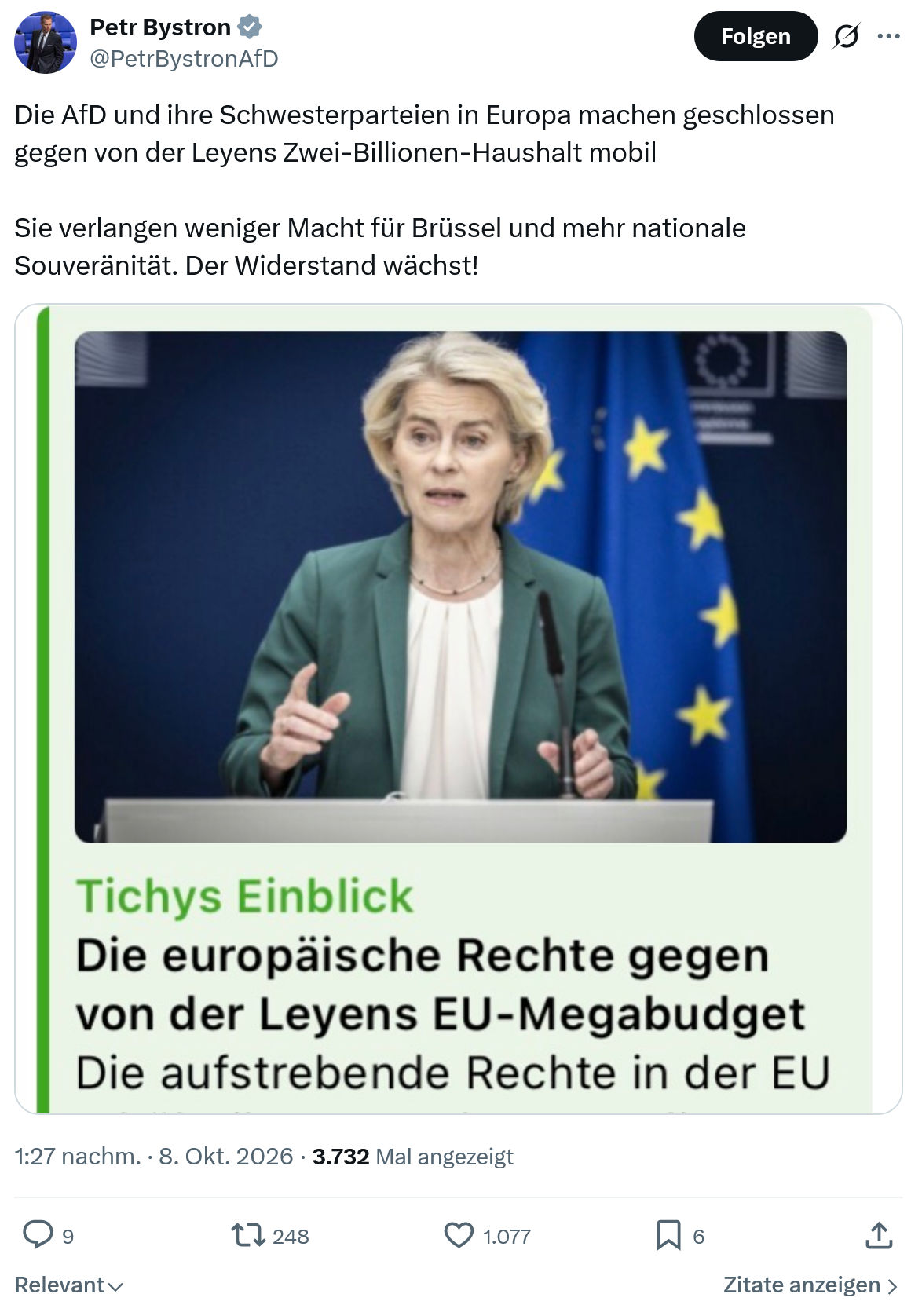 Petr Bystron: Die AfD und ihre Schwesterparteien...