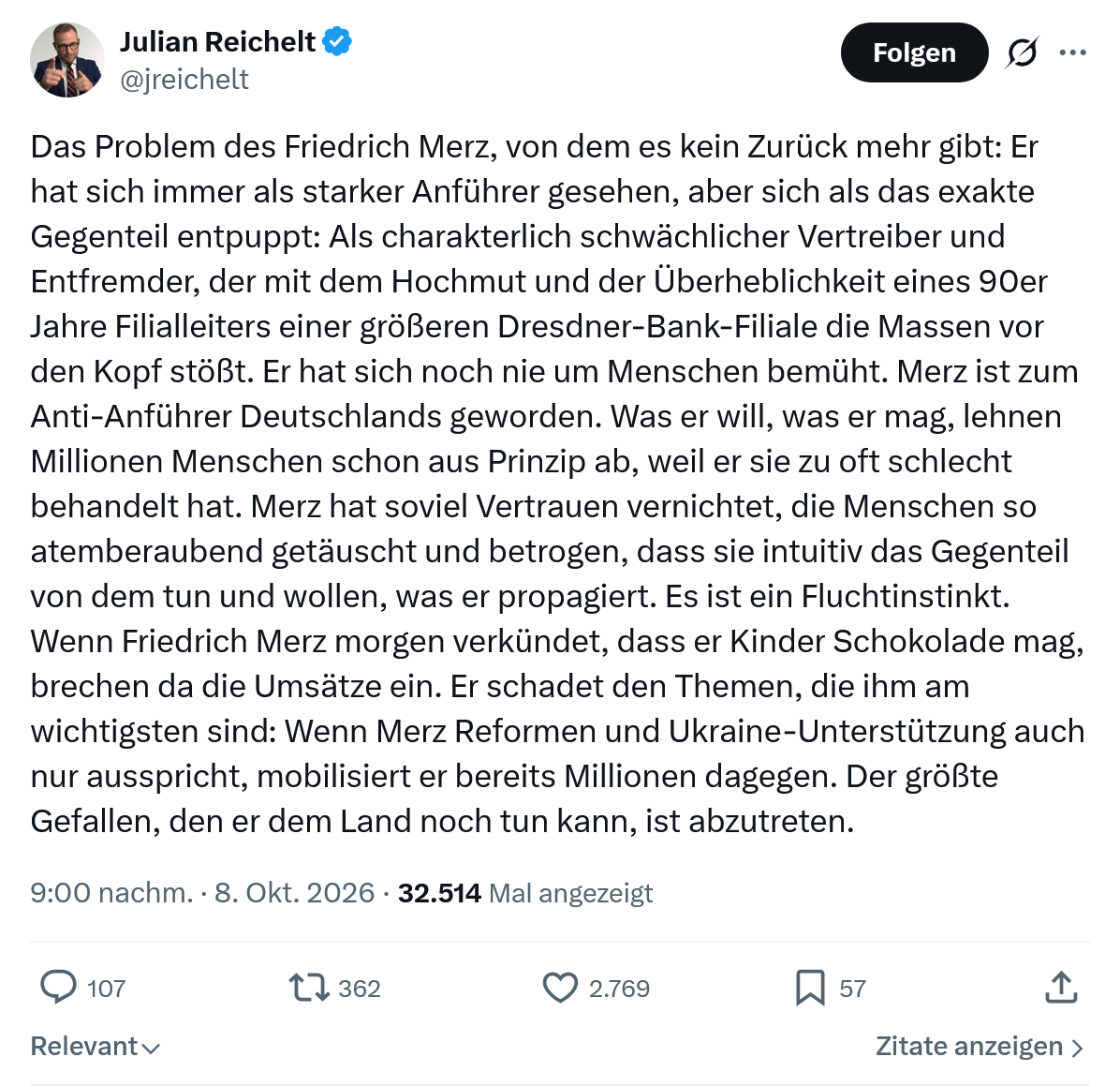 Julian Reichelt: Das Problem des Friedrich Merz...