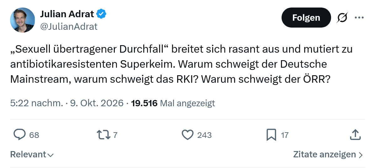 Julian Adrat: „Sexuell übertragener Durchfall“...