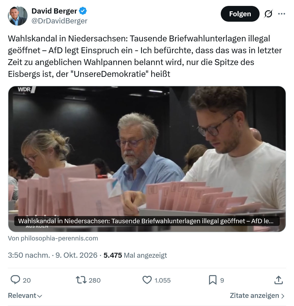 David Berger: Wahlskandal in Niedersachsen...