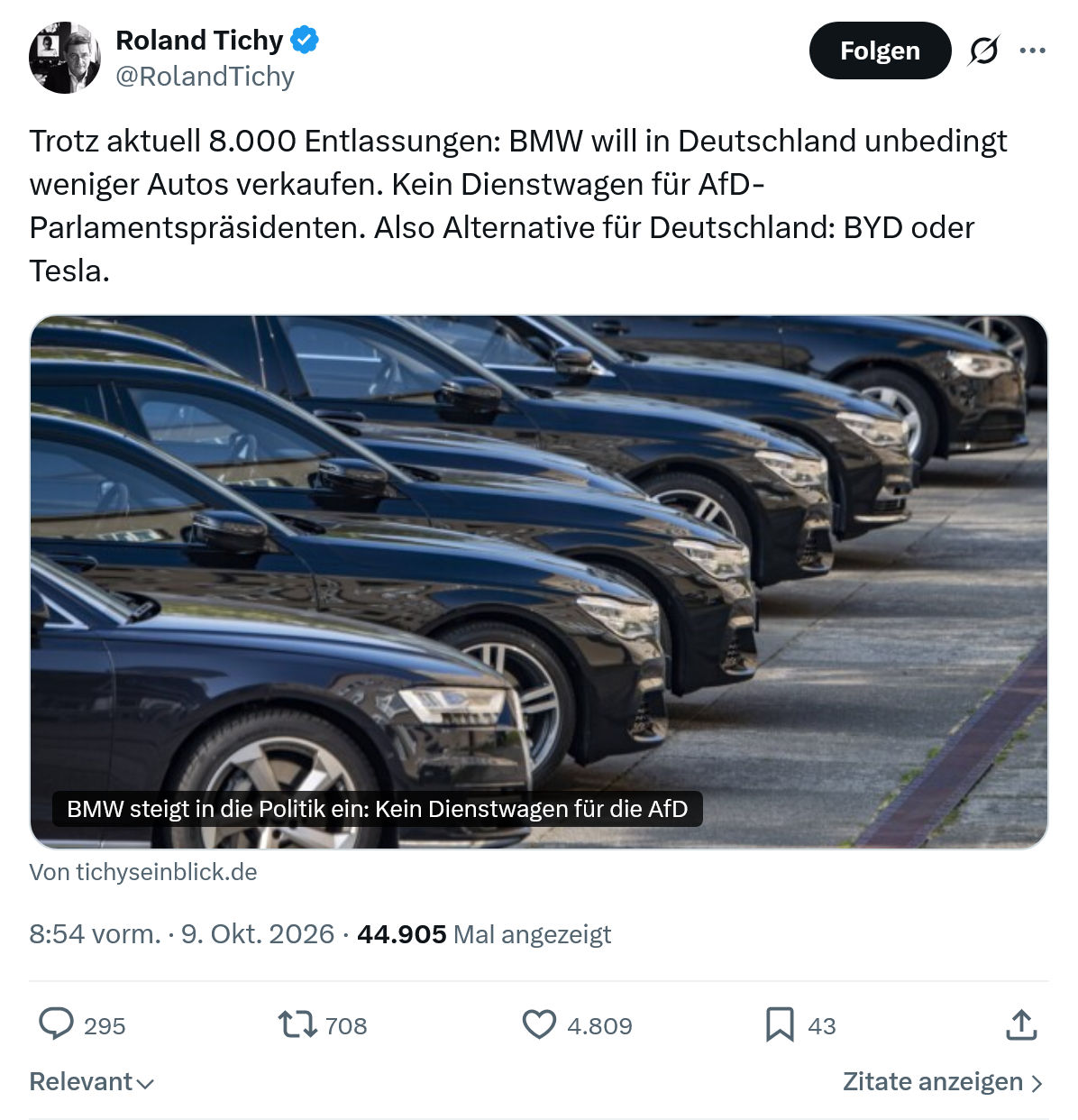 Roland Tichy: Trotz aktuell 8.000 Entlassungen...