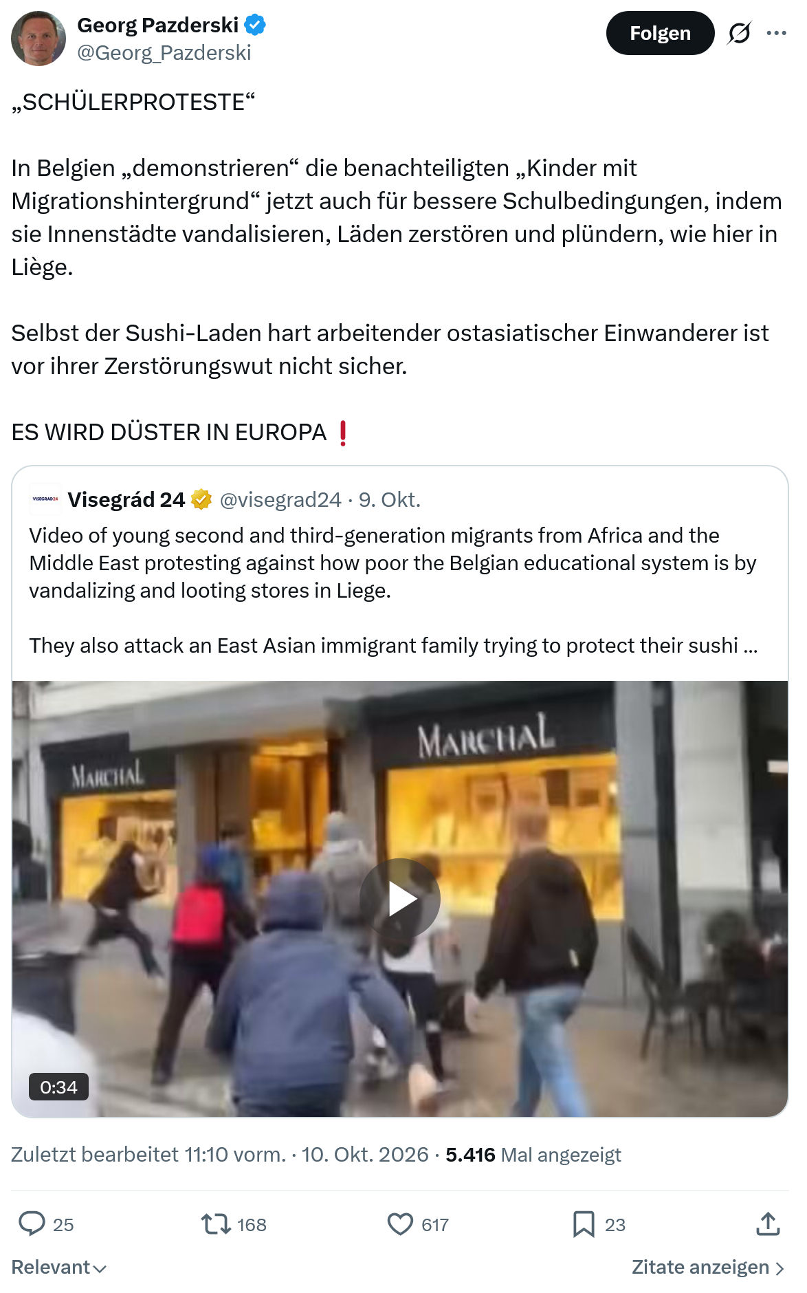 Georg Pazderski: In Belgien „demonstrieren“...