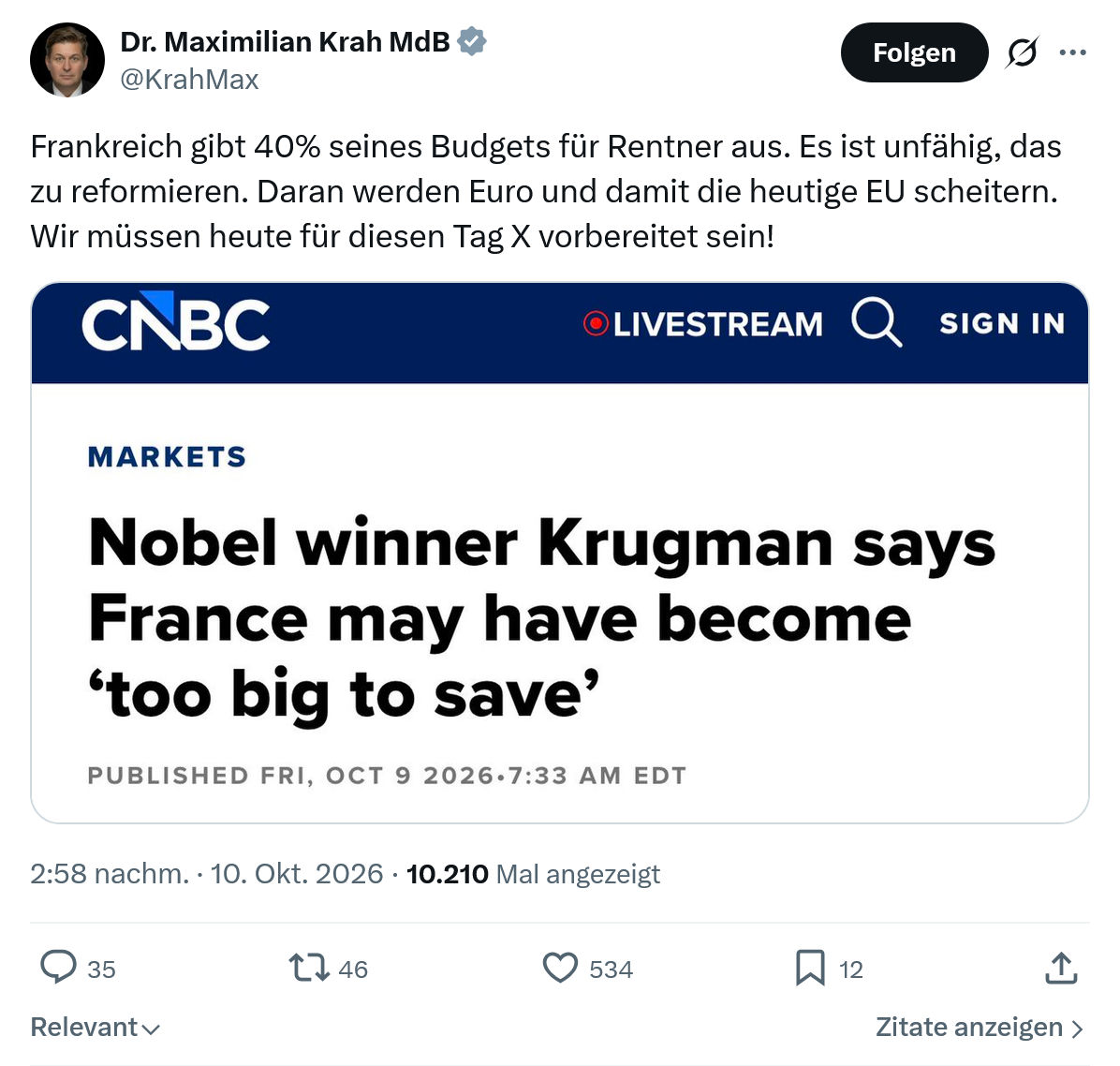 Maximilian Krah: Frankreich gibt 40% seines...