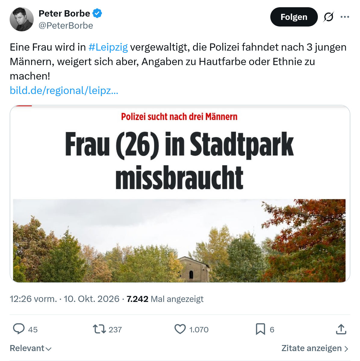 Peter Borbe: Eine Frau wird in #Leipzig...