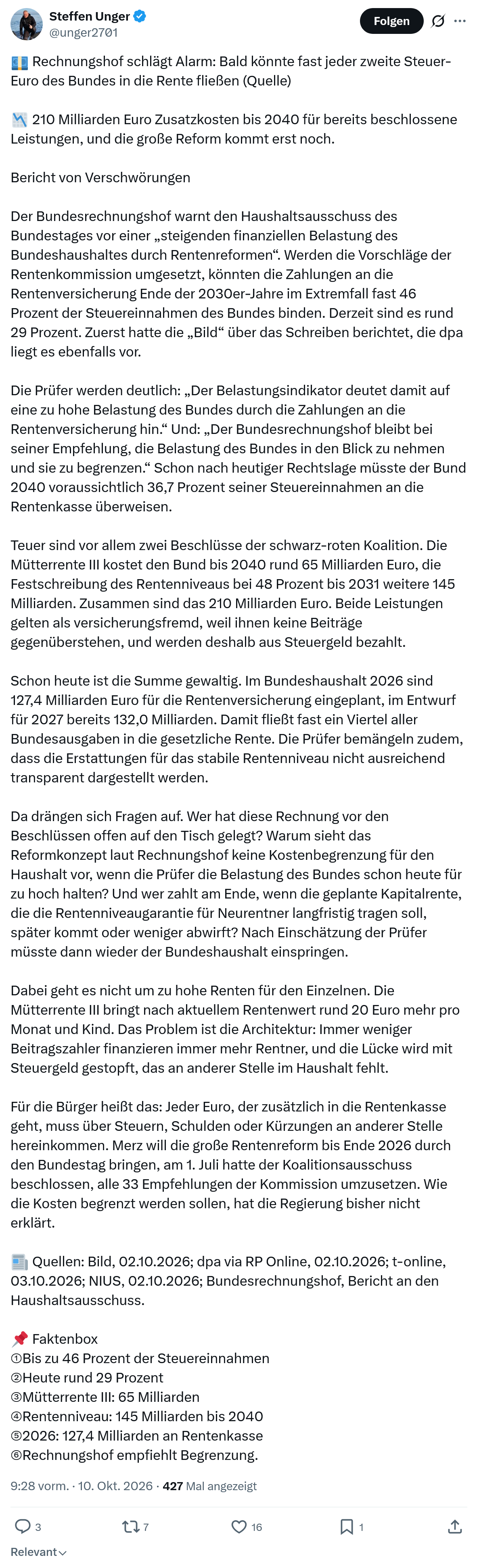 Steffen Unger: Rechnungshof schlägt Alarm...
