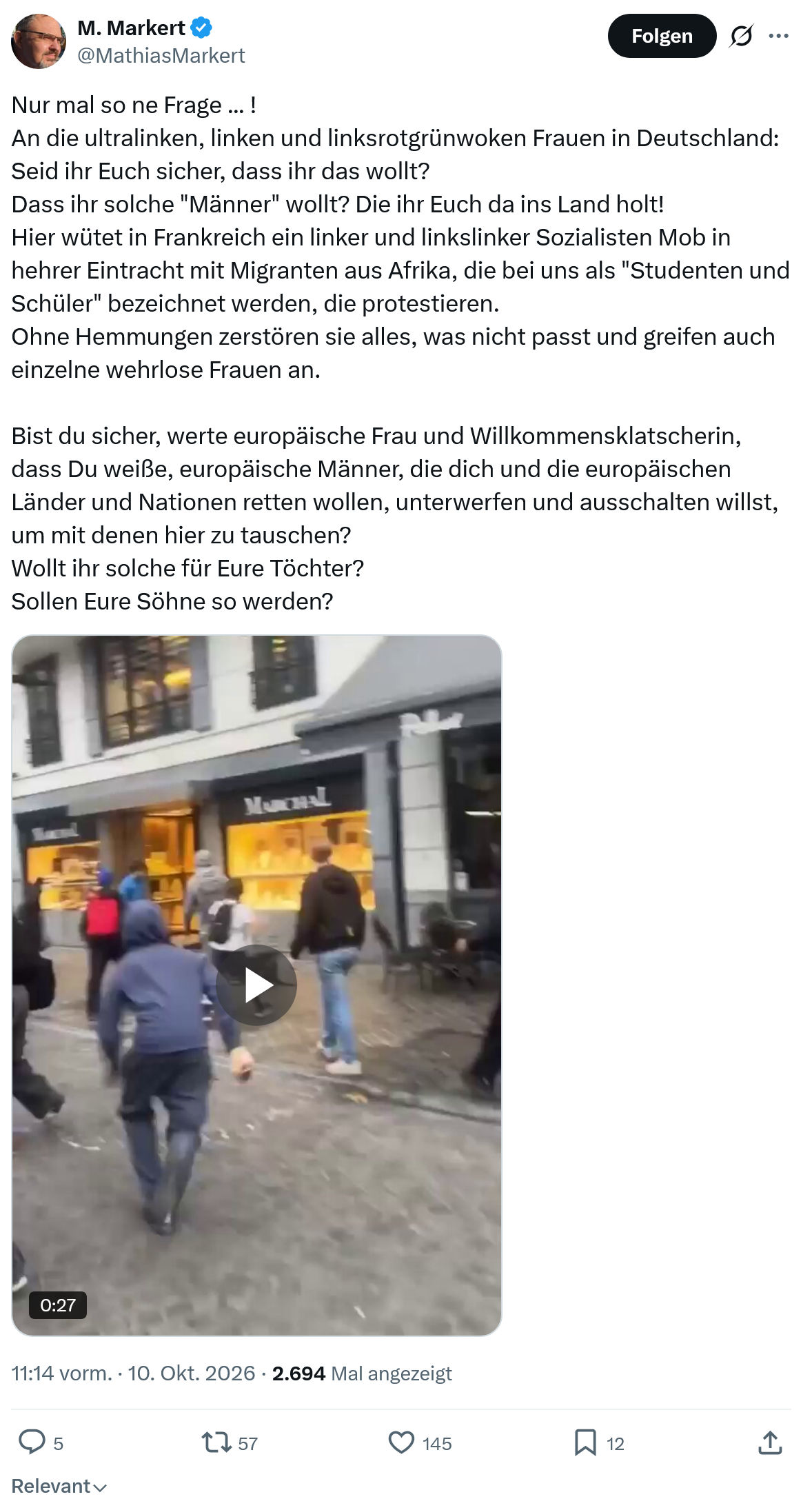 Mathias Markert: An die ultralinken, linken...