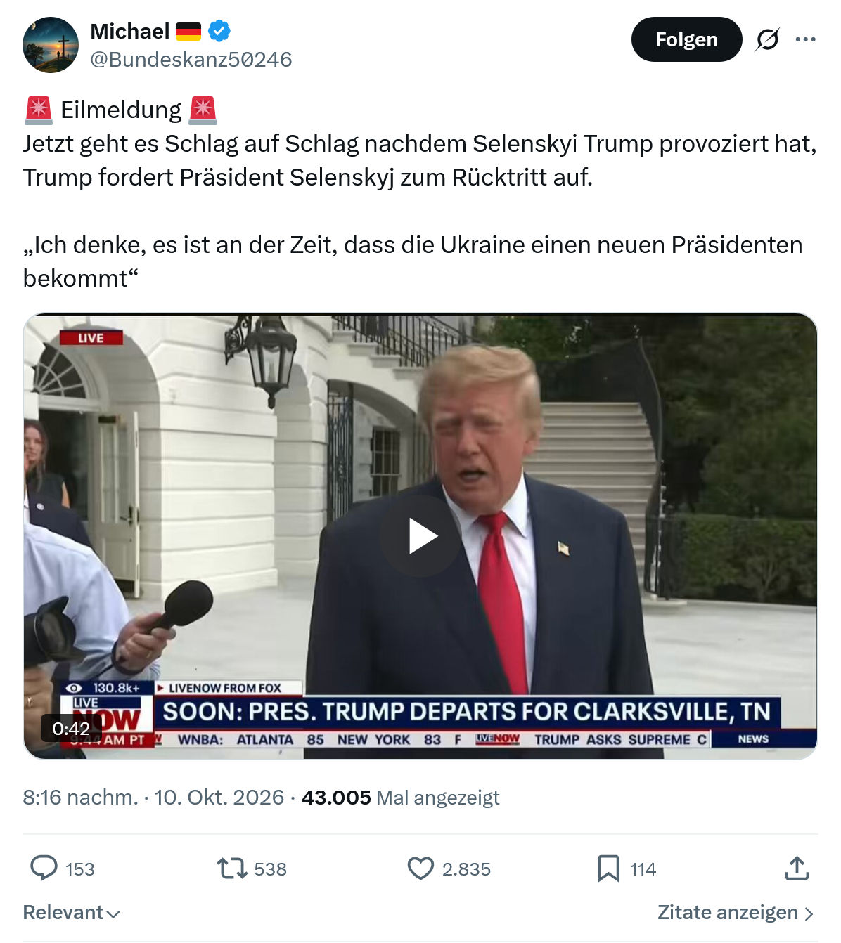Michael: Jetzt geht es Schlag...