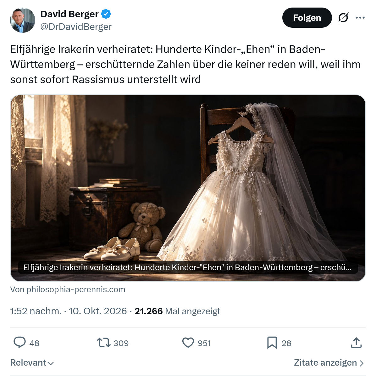 David Berger: Elfjährige Irakerin verheiratet...