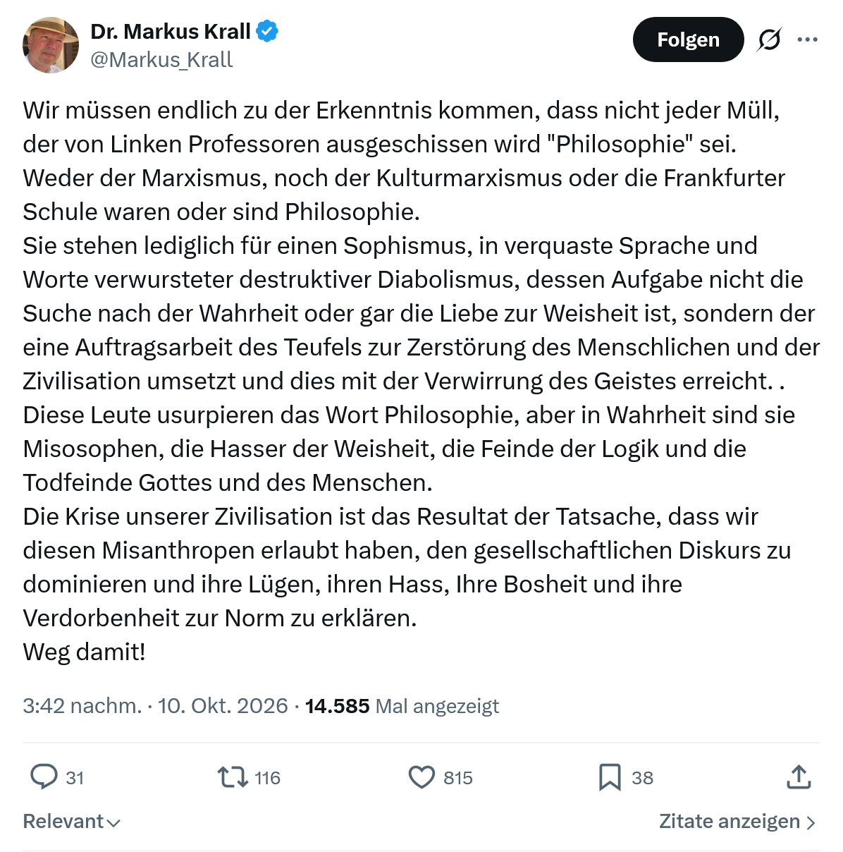 Markus Krall: Wir müssen endlich zu der...