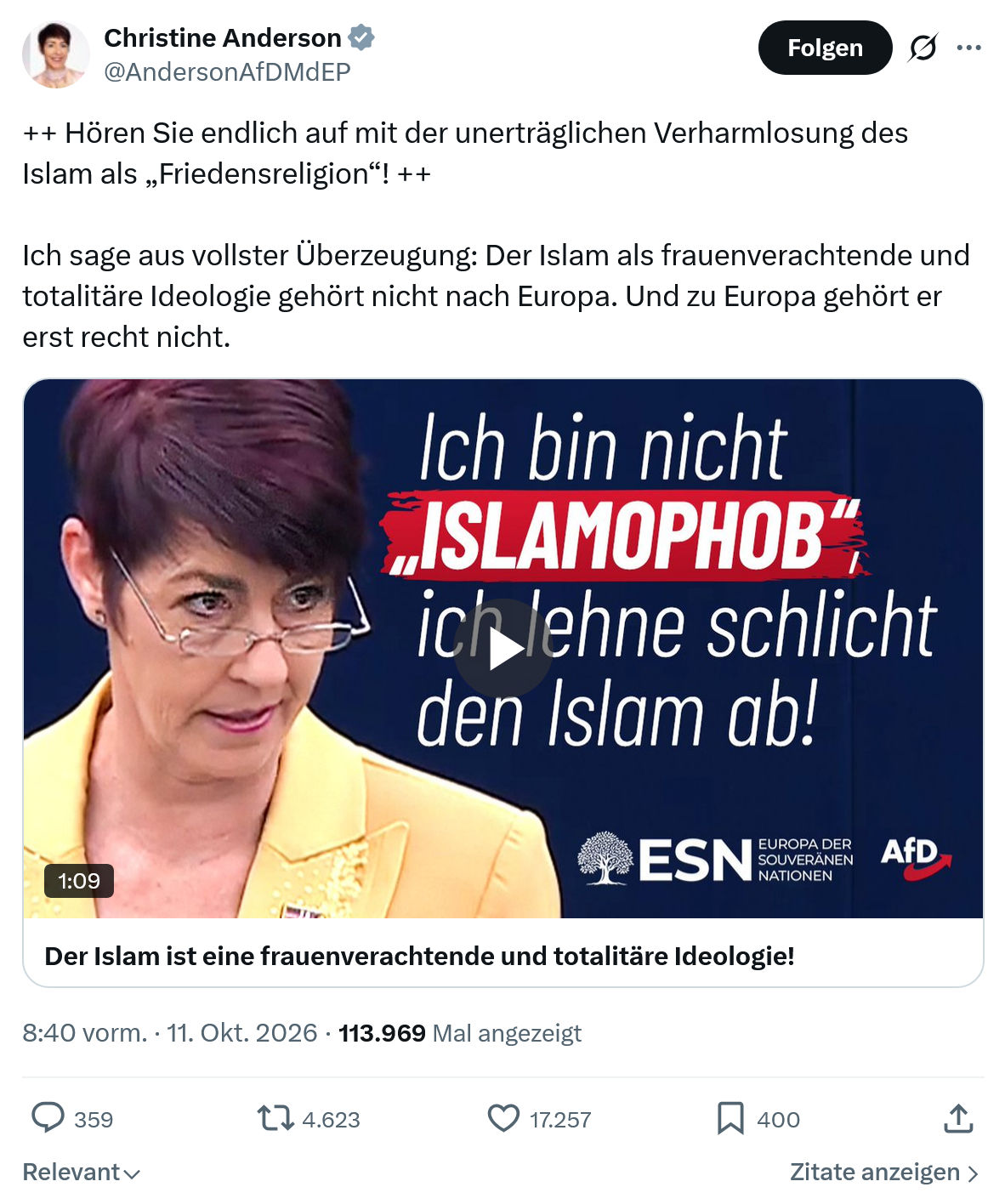 Christine Anderson: "++ Hören Sie endlich auf mit...