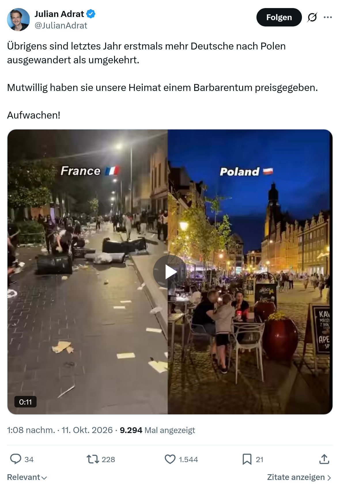 Julian Adrat: Übrigens sind letztes Jahr...