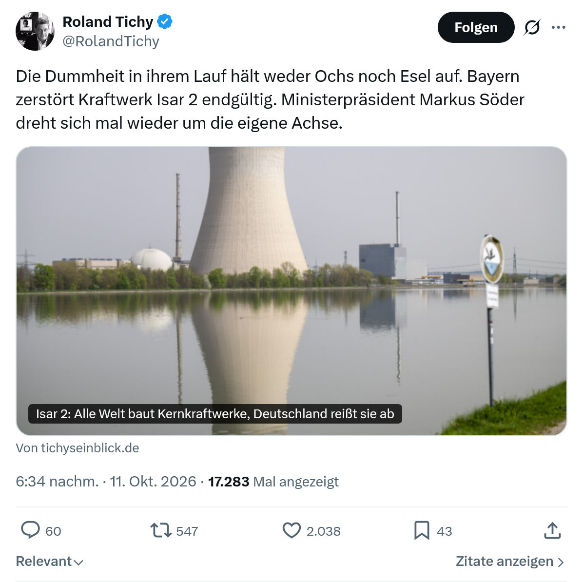 Roland Tichy: Die Dummheit in ihrem...