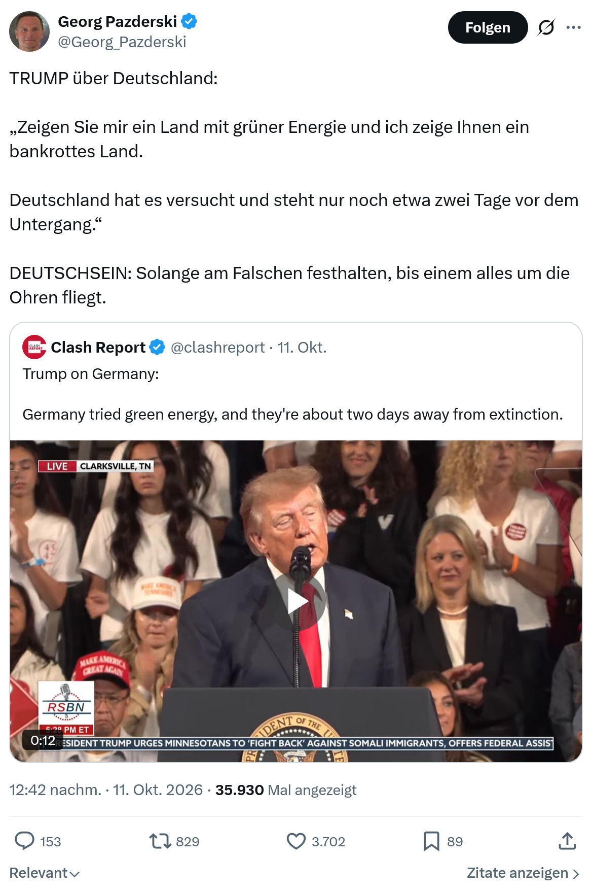 Georg Pazderski: TRUMP über Deutschland...