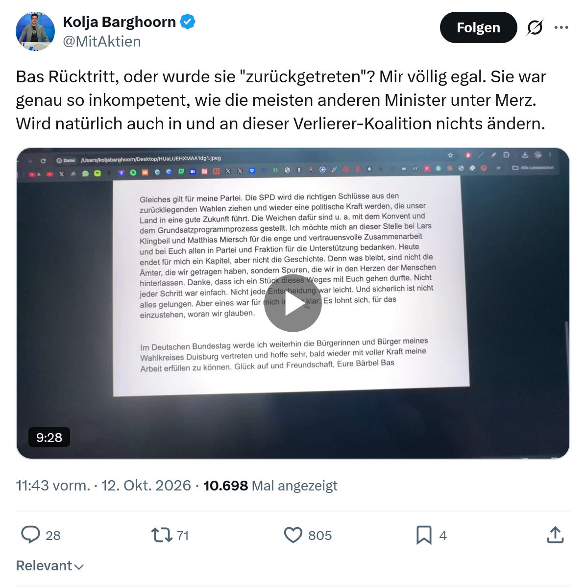 Kolja Barghoorn: Bas Rücktritt, oder wurde sie...