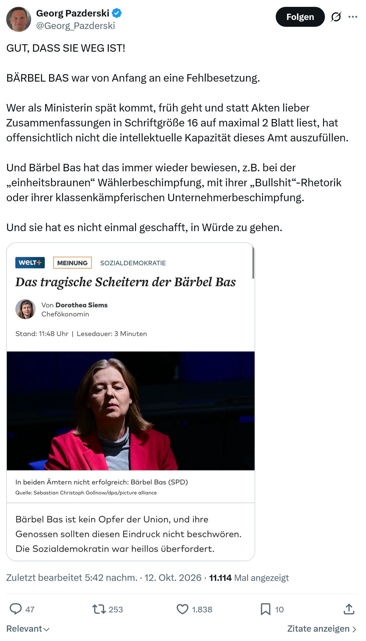 Georg Pazderski: GUT, DASS SIE WEG IST...