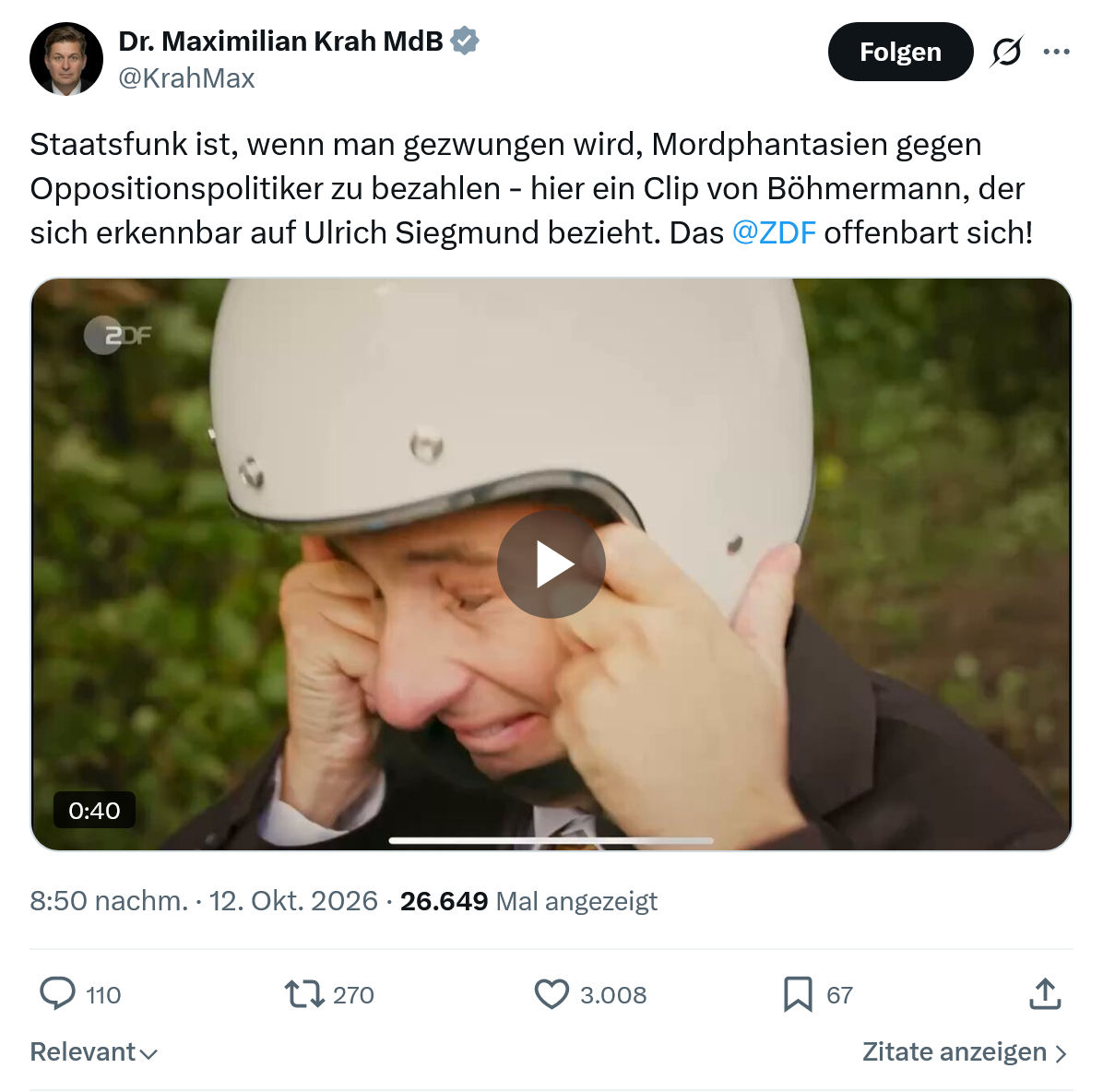 Maximilian Krah: Staatsfunk ist, wenn man...