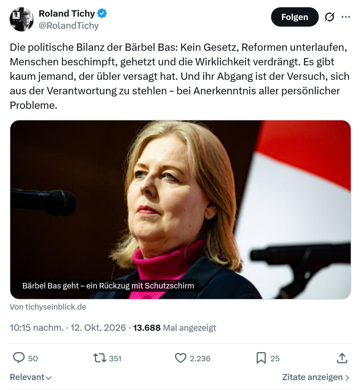Roland Tichy: Die politische Bilanz...