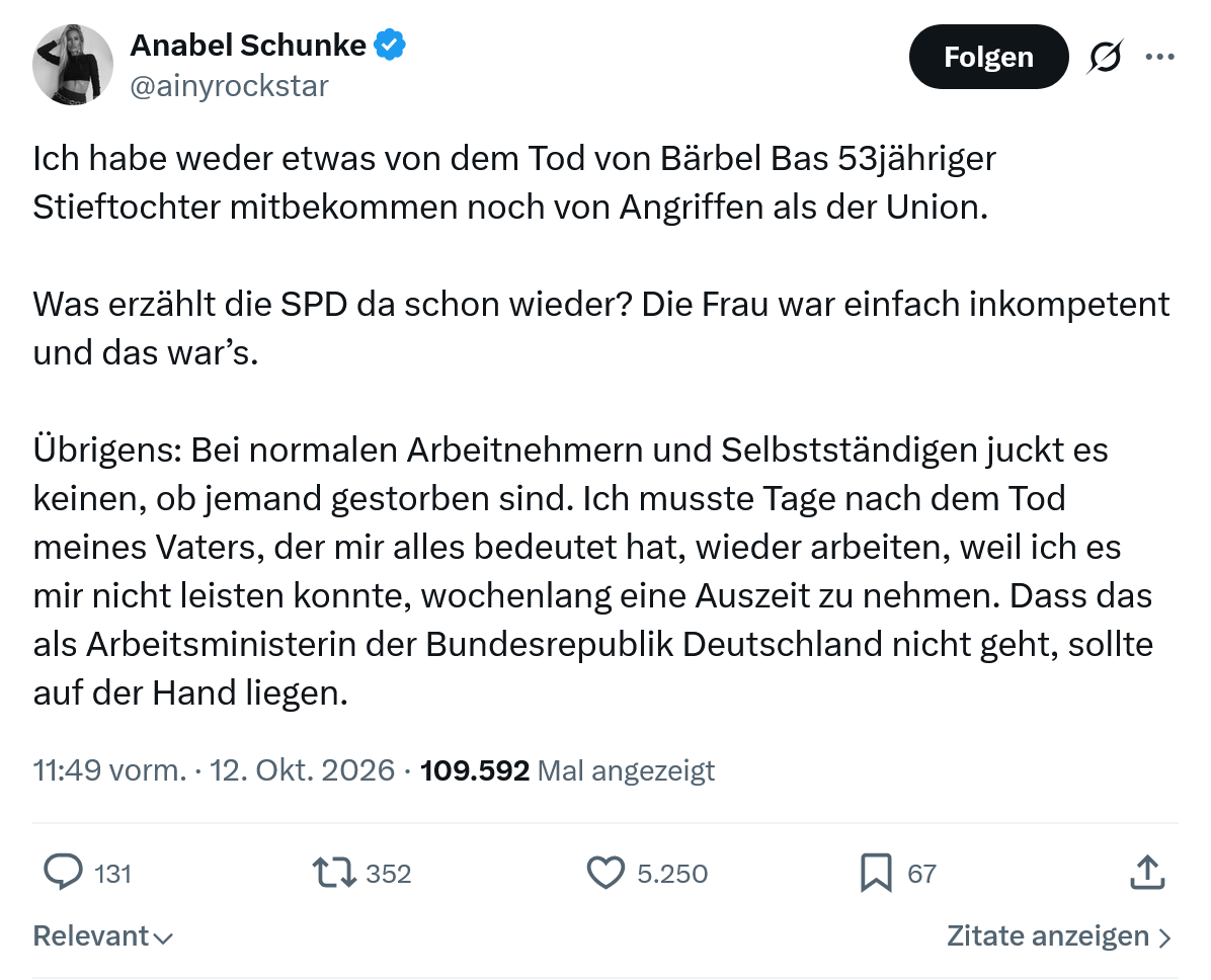 Anabel Schunke: Ich habe weder etwas von dem Tod...