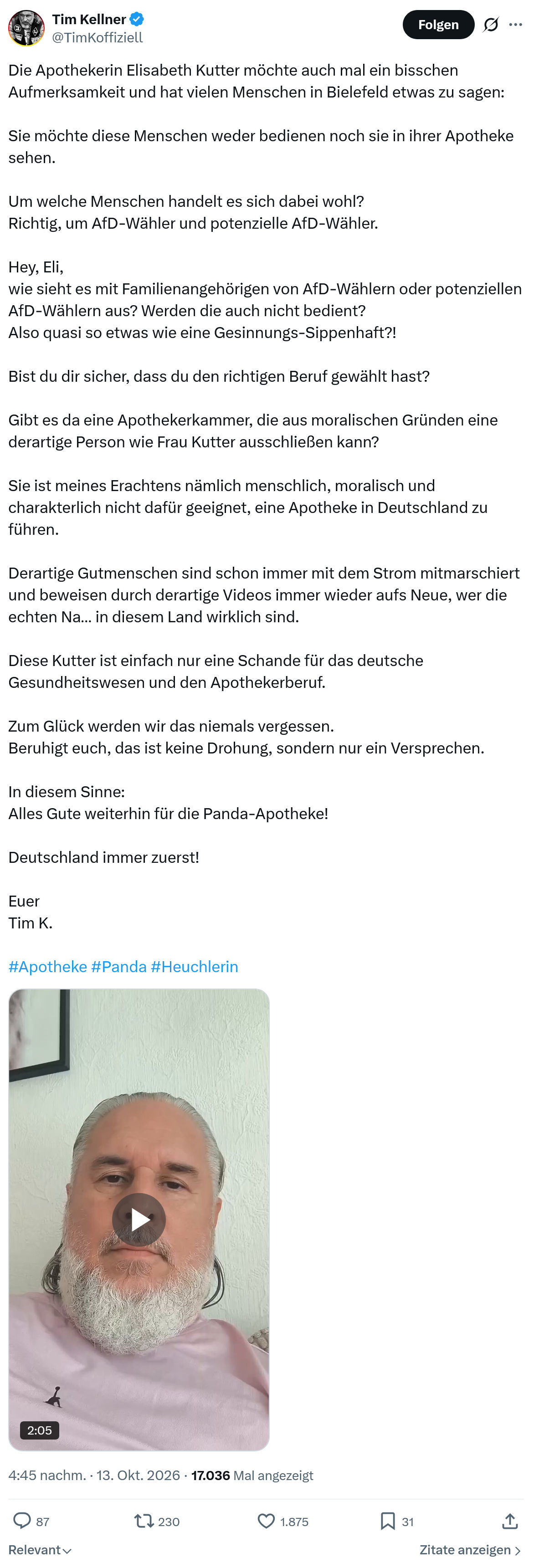 Tim Kellner: Die Apothekerin Elisabeth Kutter...