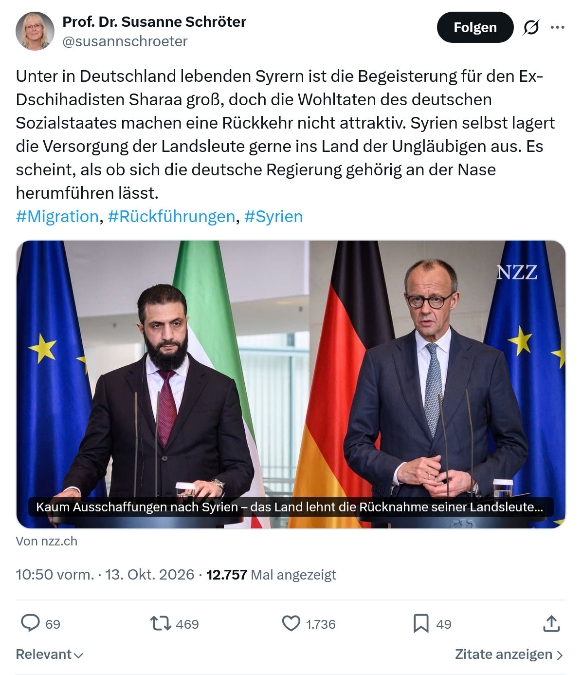 Susanne Schröter: Unter in Deutschland lebenden Syrern...
