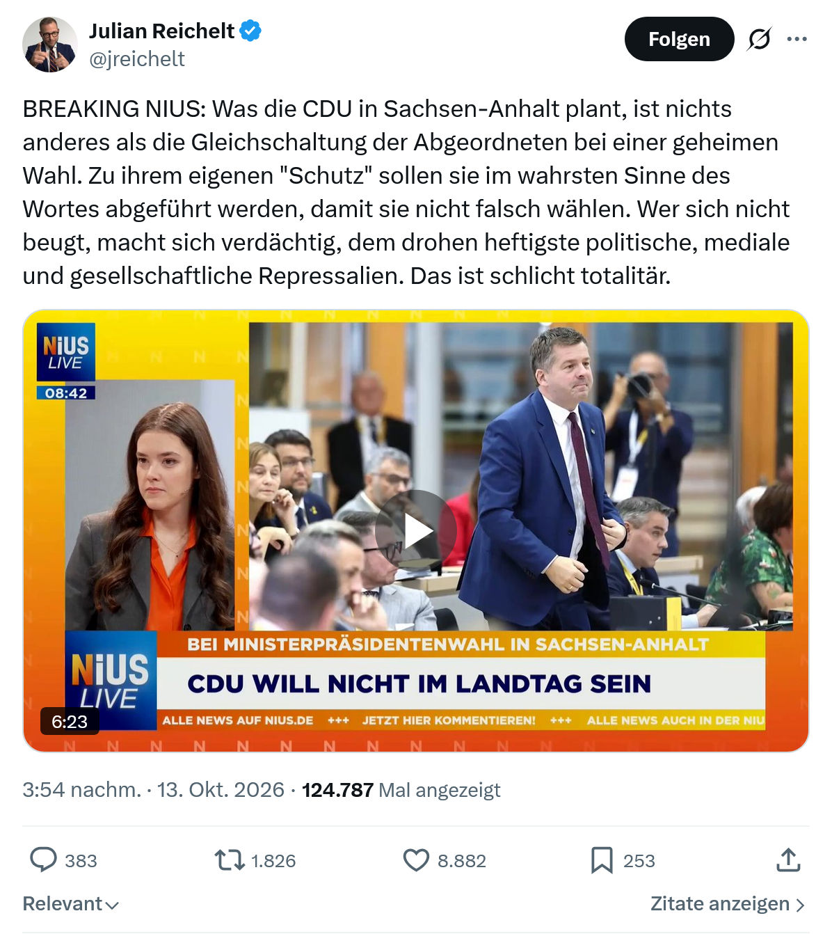 Julian Reichelt: BREAKING NIUS...