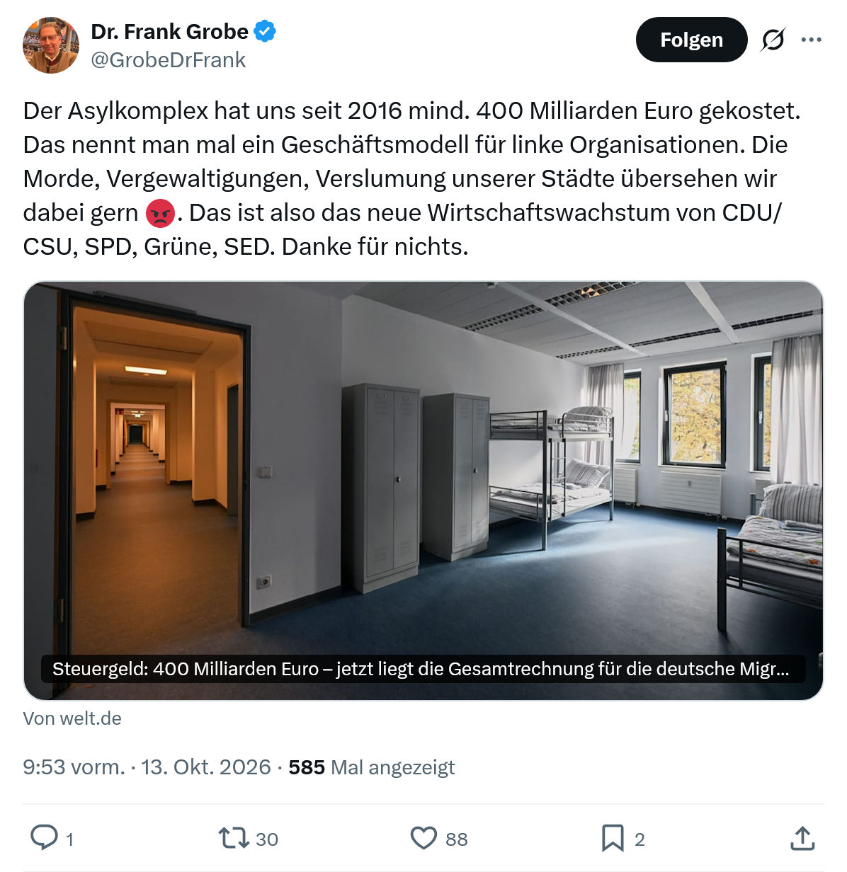 Frank Grobe: Der Asylkomplex hat uns seit...