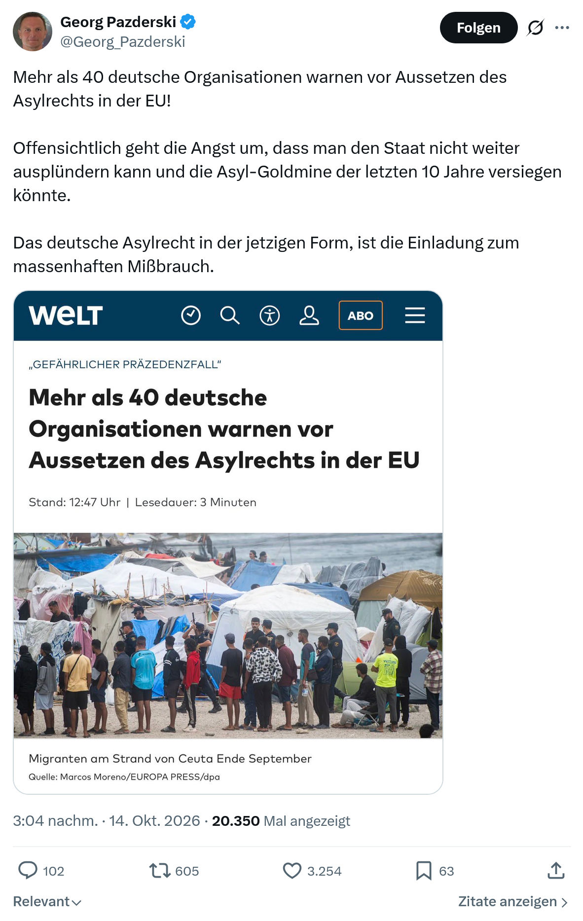Georg Pazderski: Mehr als 40 deutsche Organisationen...