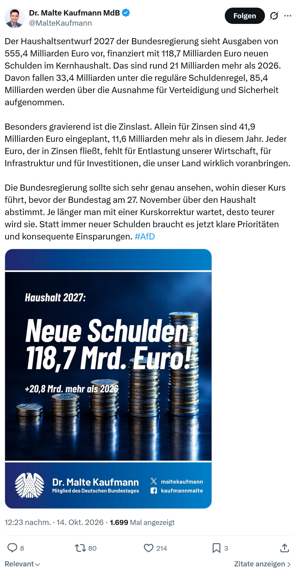 Malte Kaufmann: Der Haushaltsentwurf 2027...