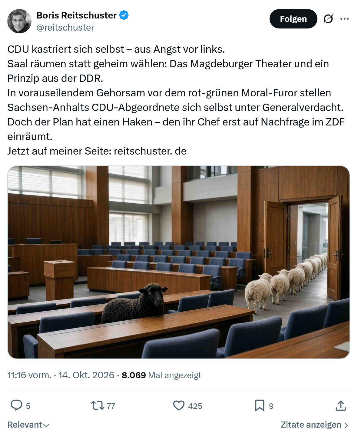 Boris Reitschuster: CDU kastriert sich selbst...