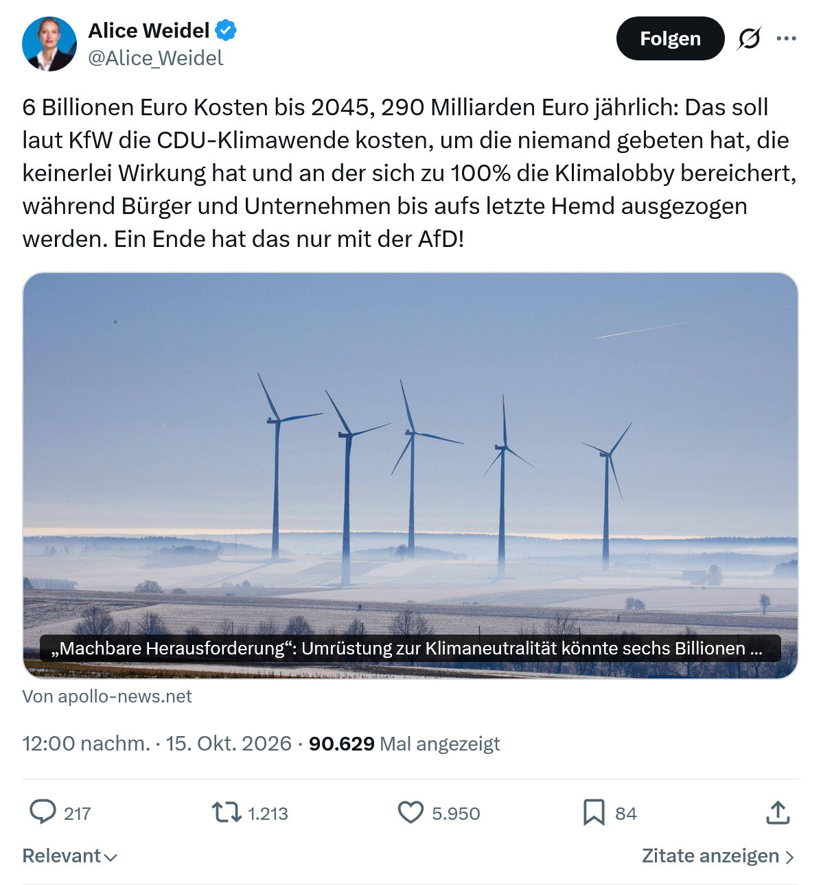 Alice Weidel: 6 Billionen Euro Kosten...