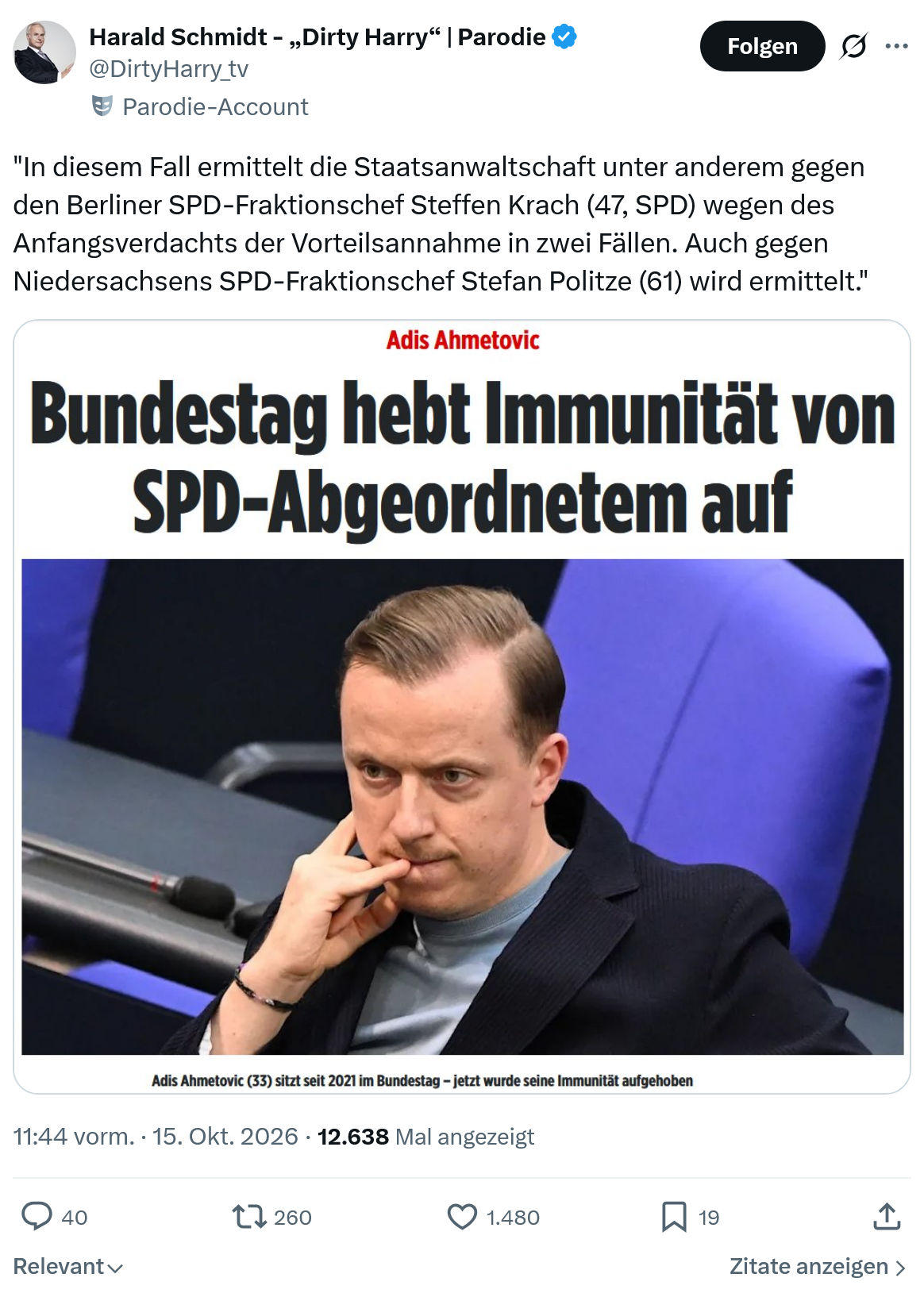 Harald Schmidt: In diesem Fall ermittelt die Staatsanwaltschaft...
