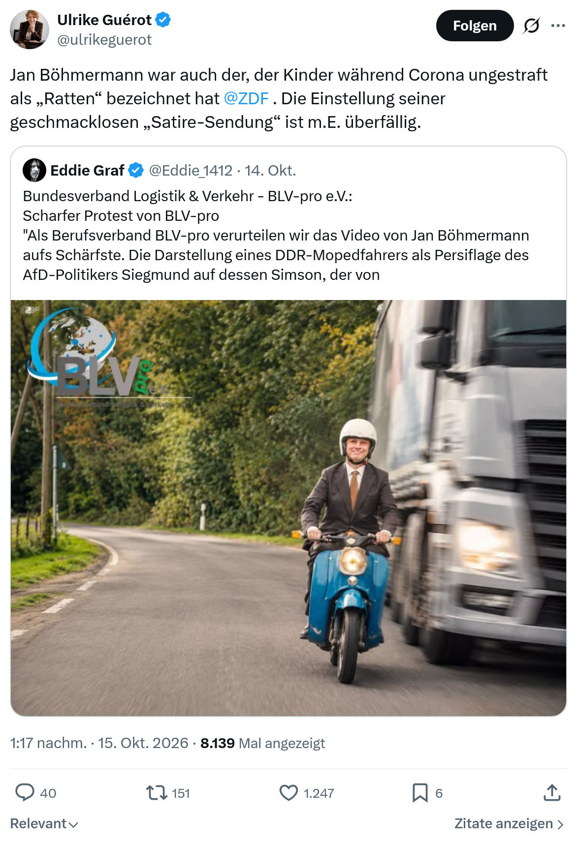 Ulrike Guérot: Jan Böhmermann war auch der...