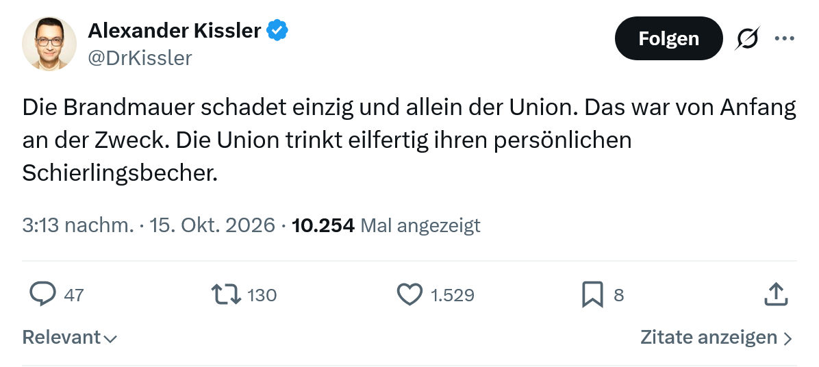 Alexander Kissler: Die Brandmauer schadet einzig...