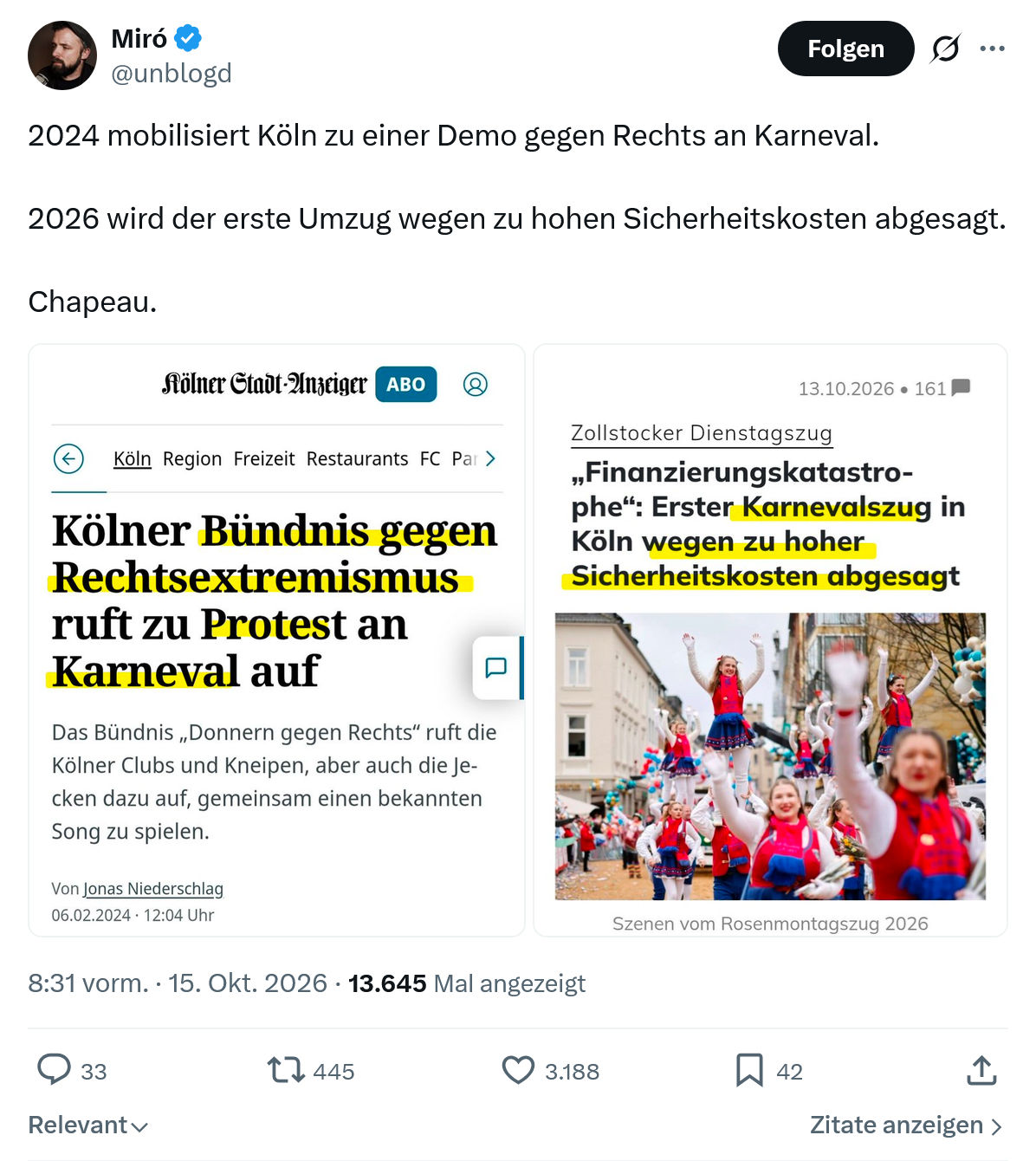 Miro Wolsfeld: 2024 mobilisiert Köln...