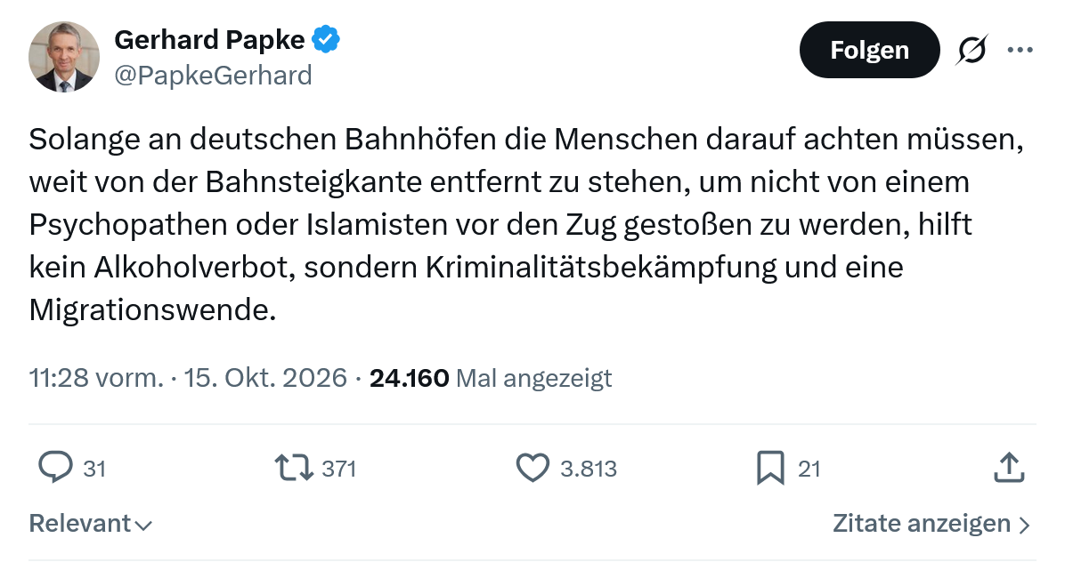 Gerhard Papke: Solange an deutschen Bahnhöfen...
