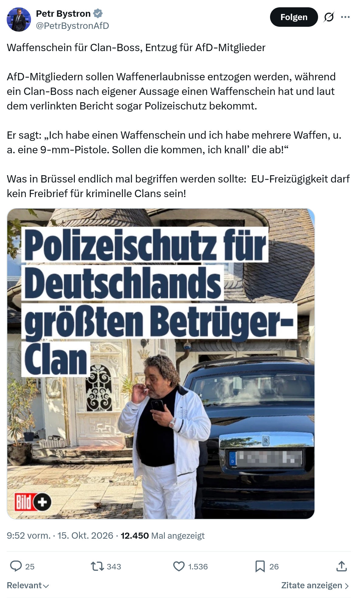 Petr Bystron: Waffenschein für Clan-Boss...