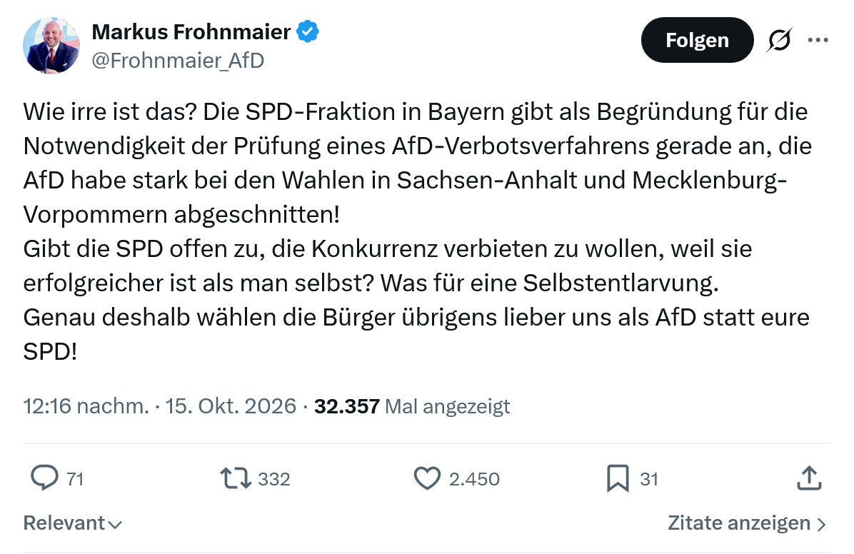 Markus Frohnmaier: Wie irre ist das...