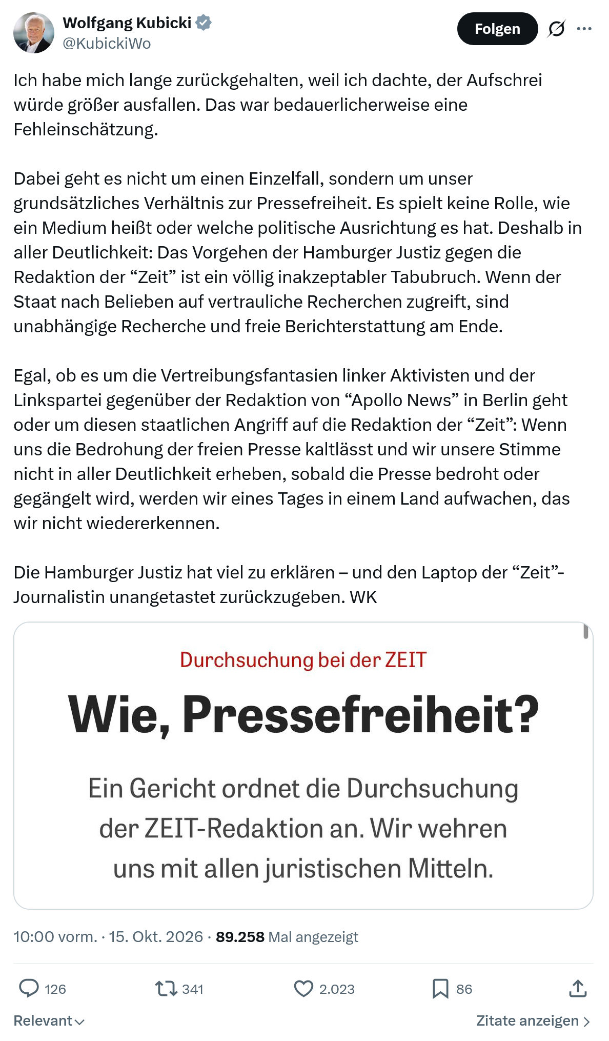 Wolfgang Kubicki: Ich habe mich lange zurückgehalten...