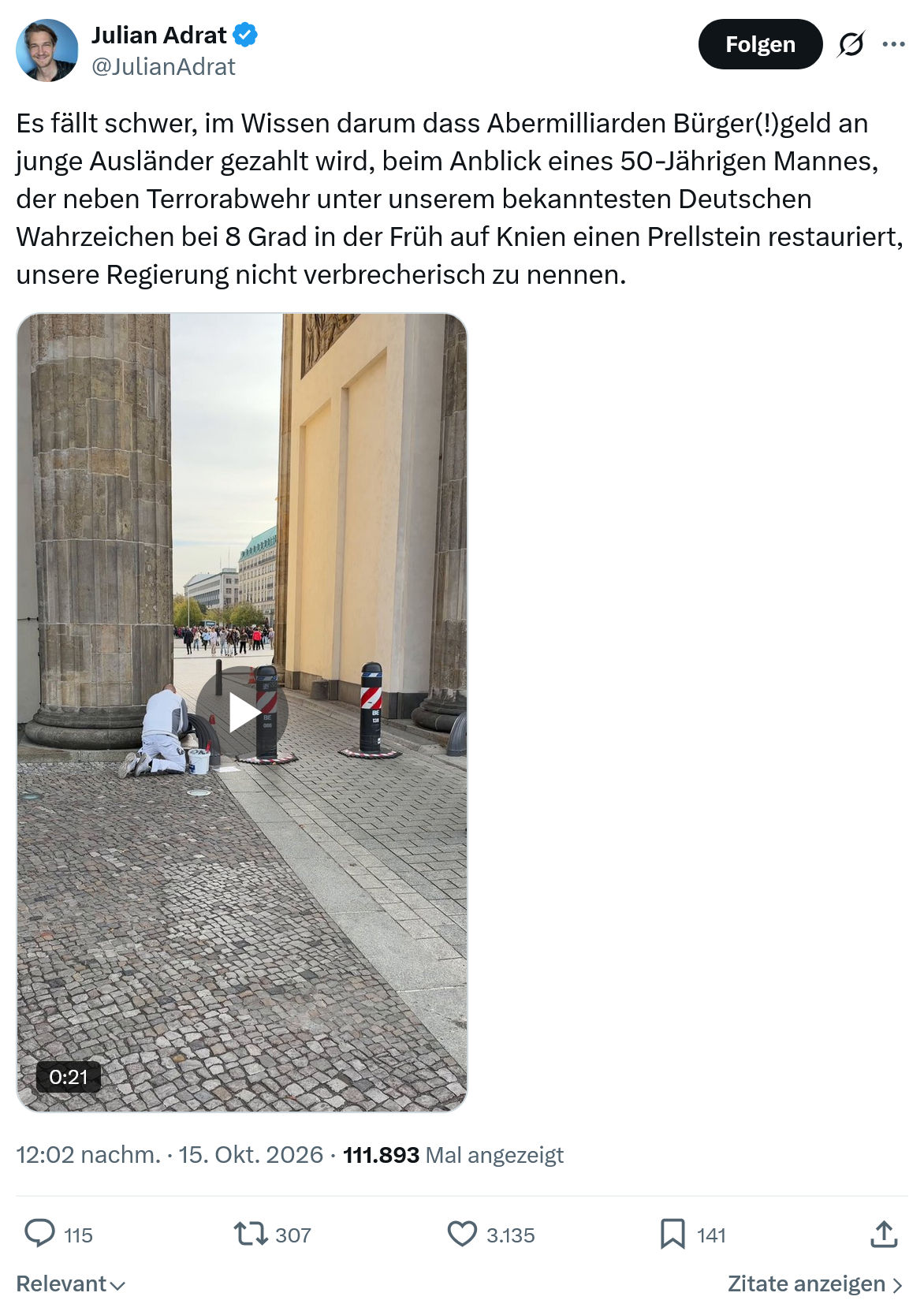 Julian Adrat: Es fällt schwer...