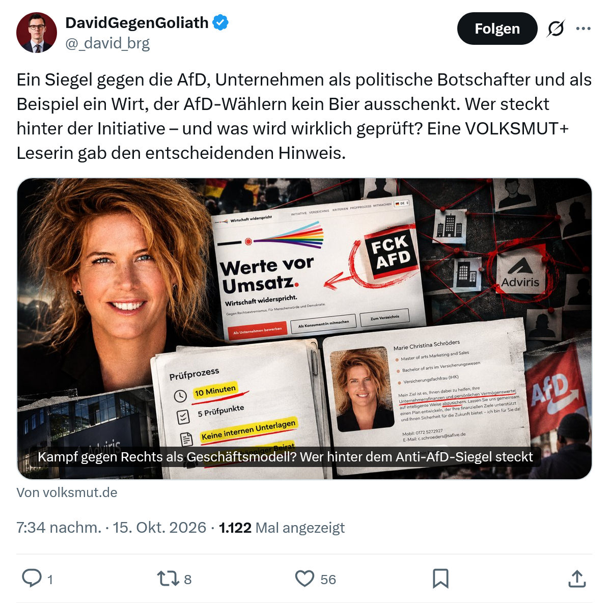 David Gegen Goliath: Ein Siegel gegen die AfD...