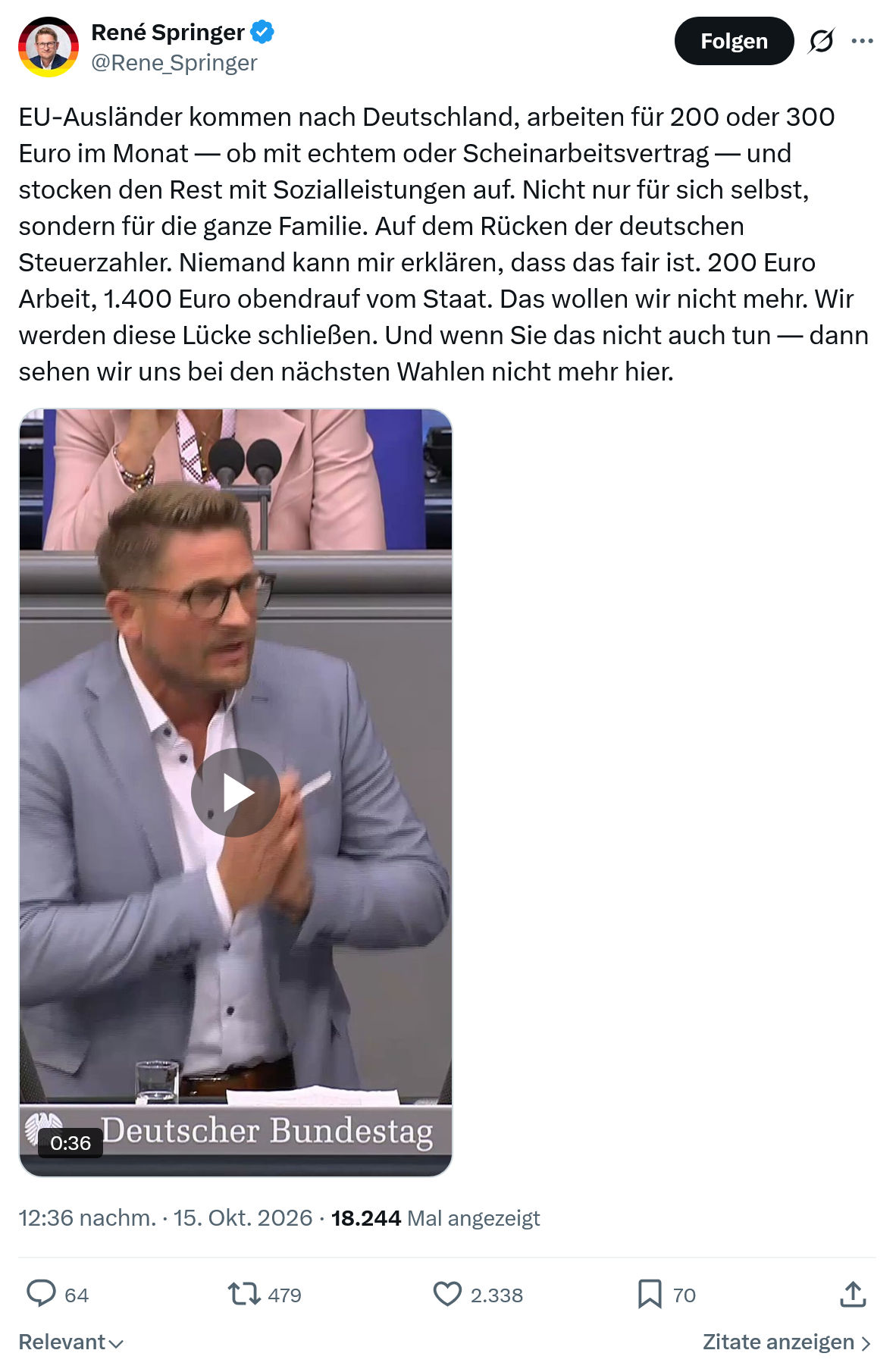 René Springer: EU-Ausländer kommen nach Deutschland...