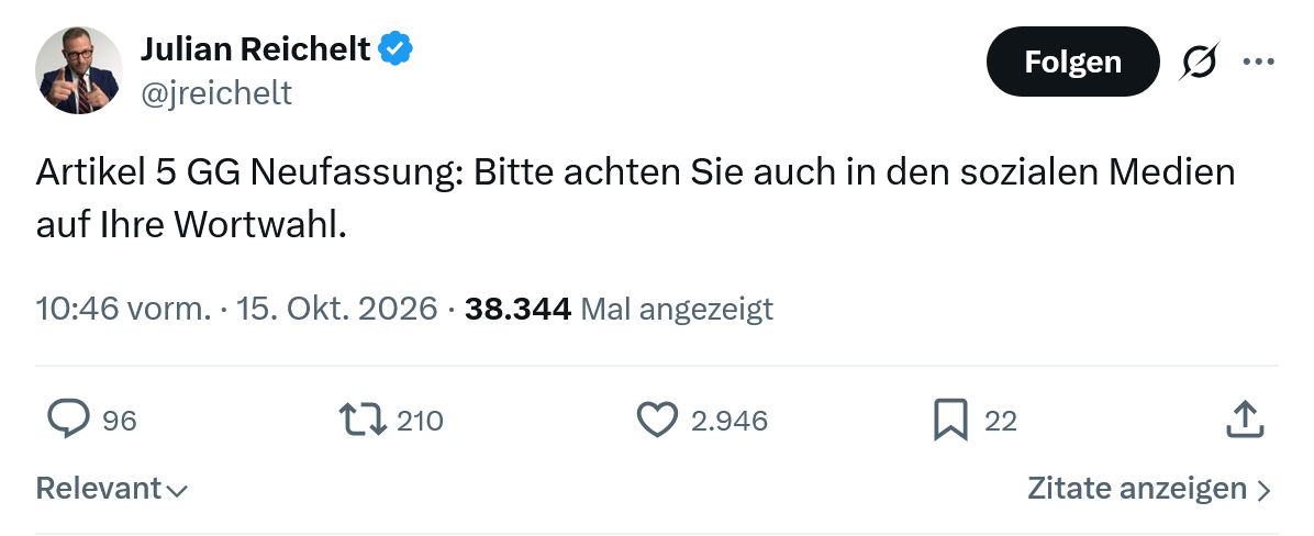 Julian Reichelt: Artikel 5 GG Neufassung...