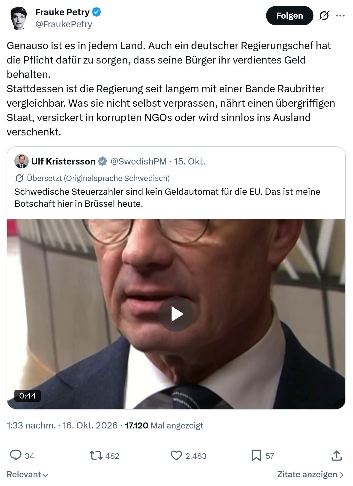 Frauke Petry: Genauso ist es in jedem Land...