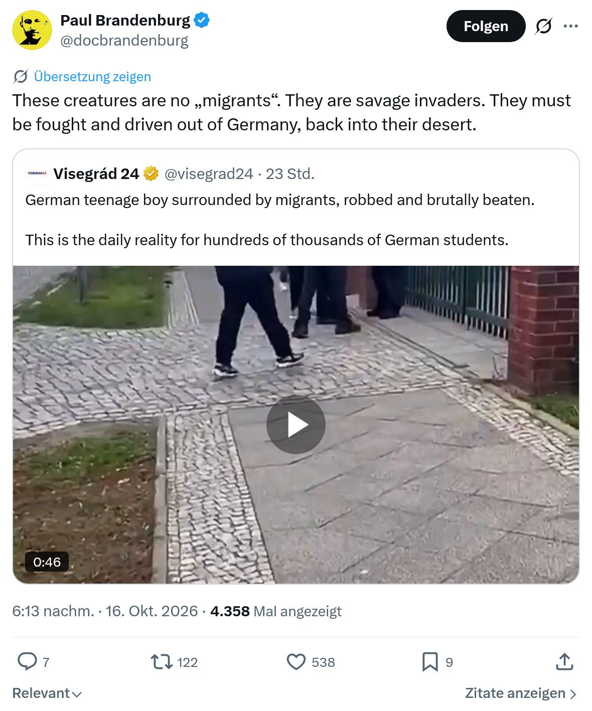 Paul Brandenburg: These creatures are no „migrants“...