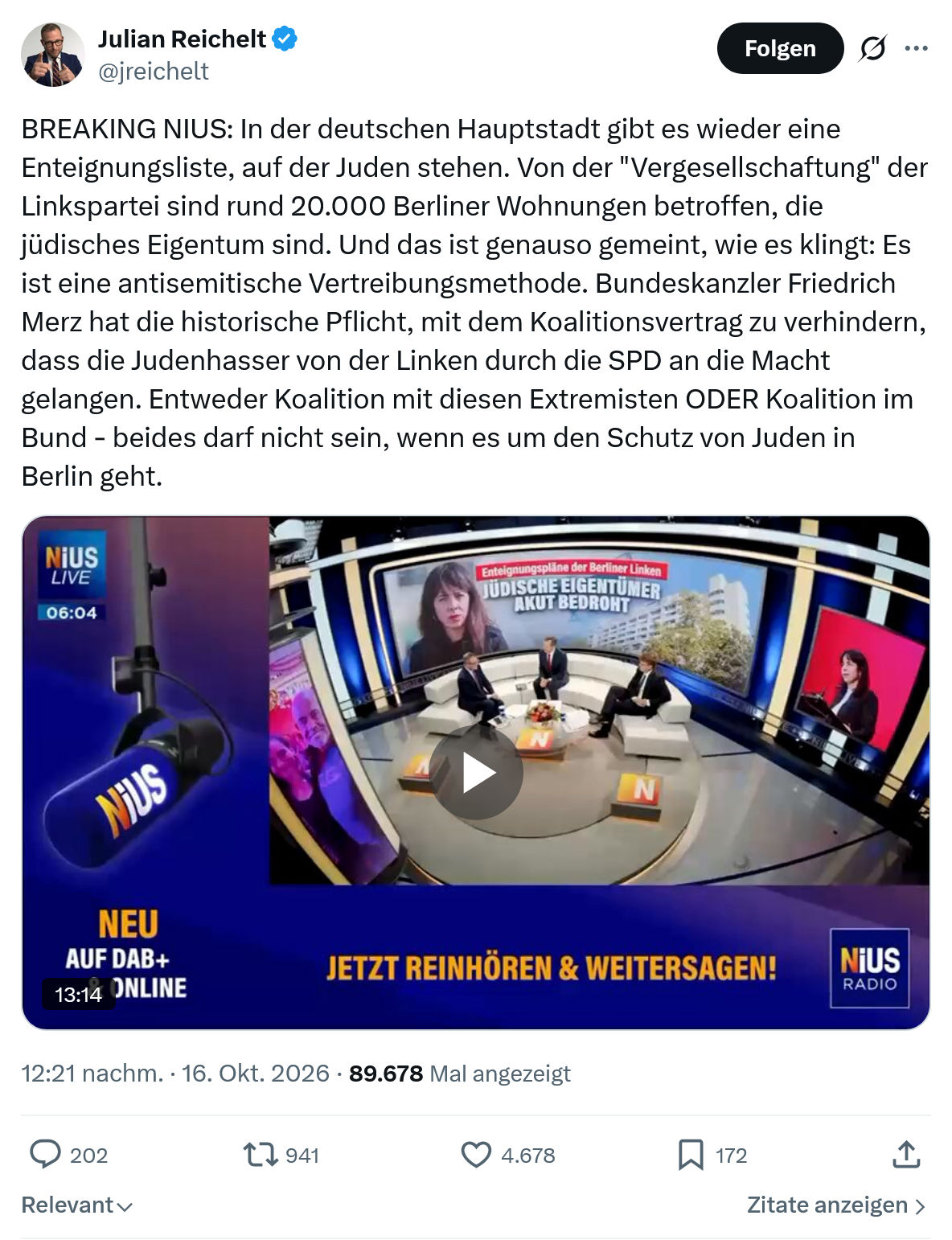 Julian Reichelt: BREAKING NIUS...