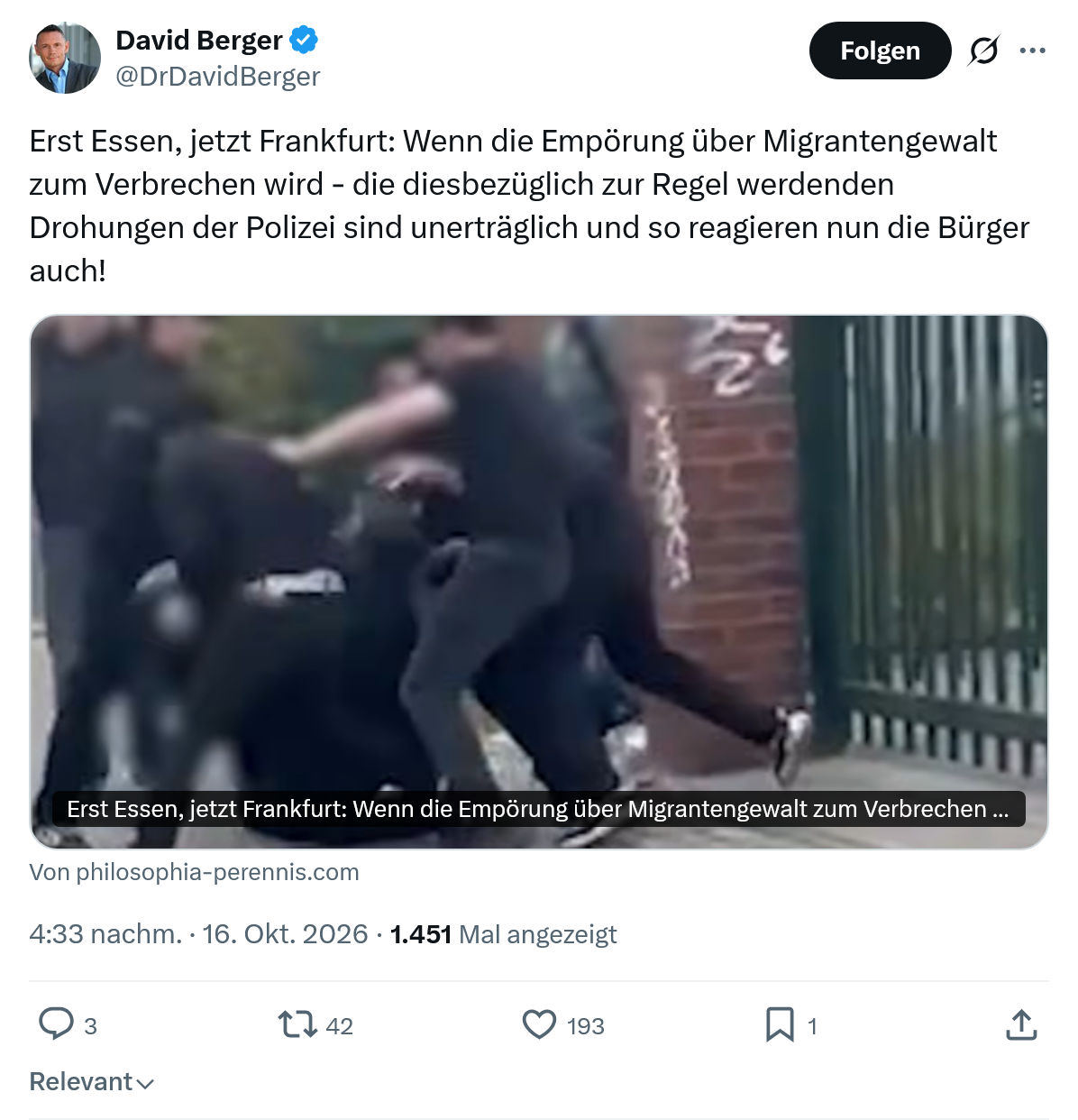 David Berger: Erst Essen, jetzt Frankfurt...