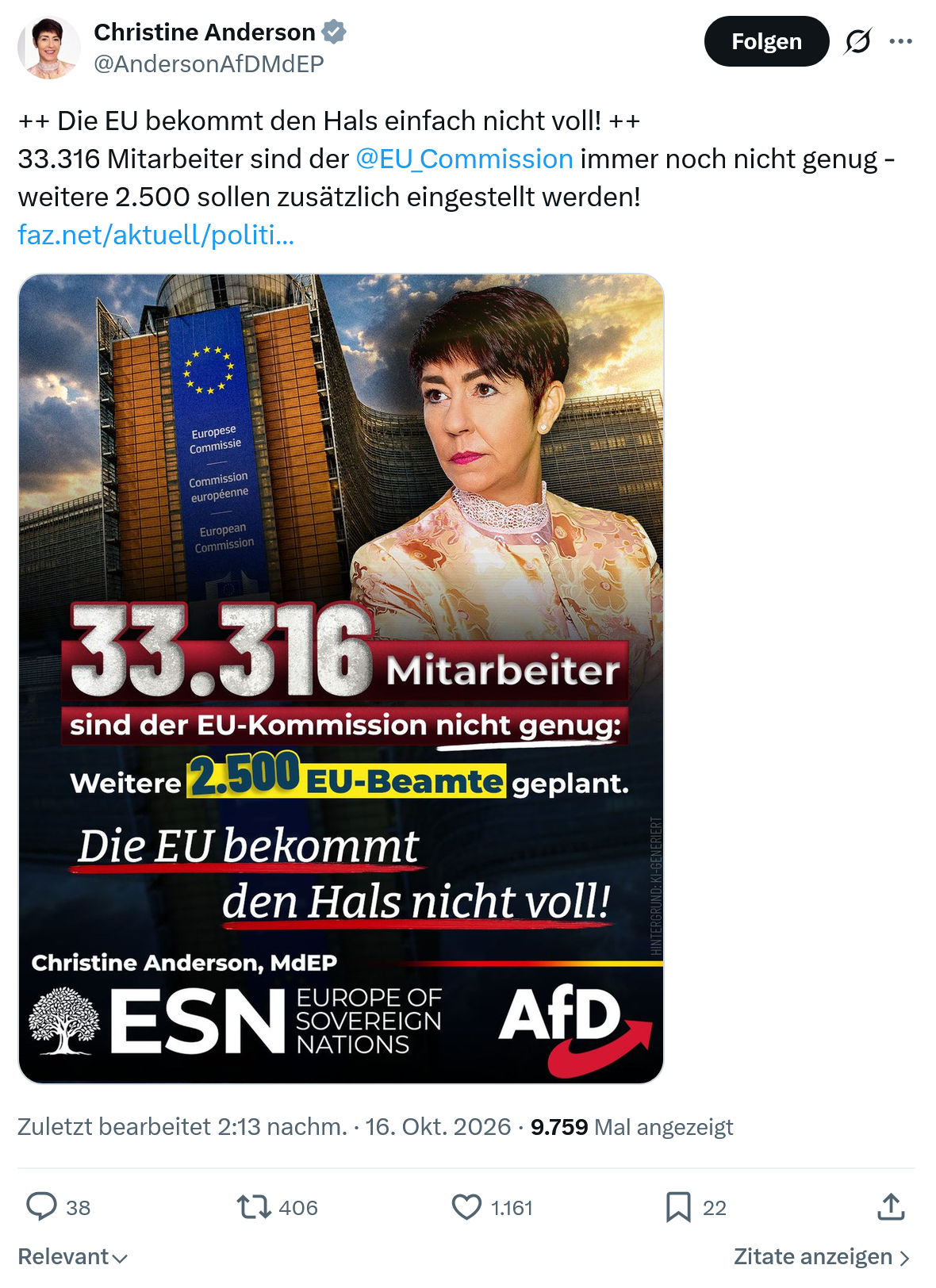 Christine Anderson: Die EU bekommt den Hals...