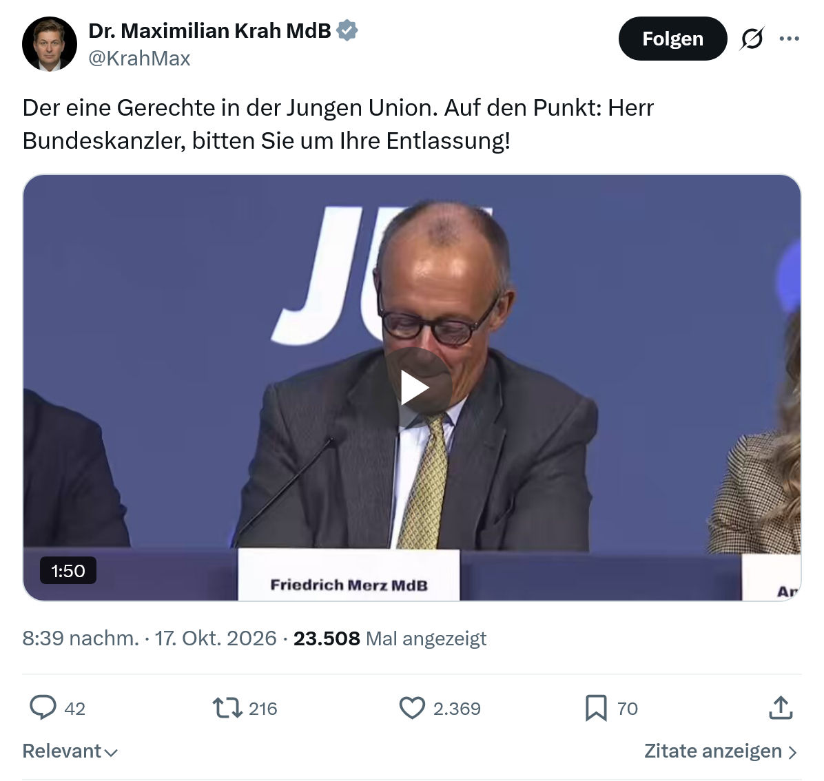 Maximilian Krah: Der eine Gerechte...