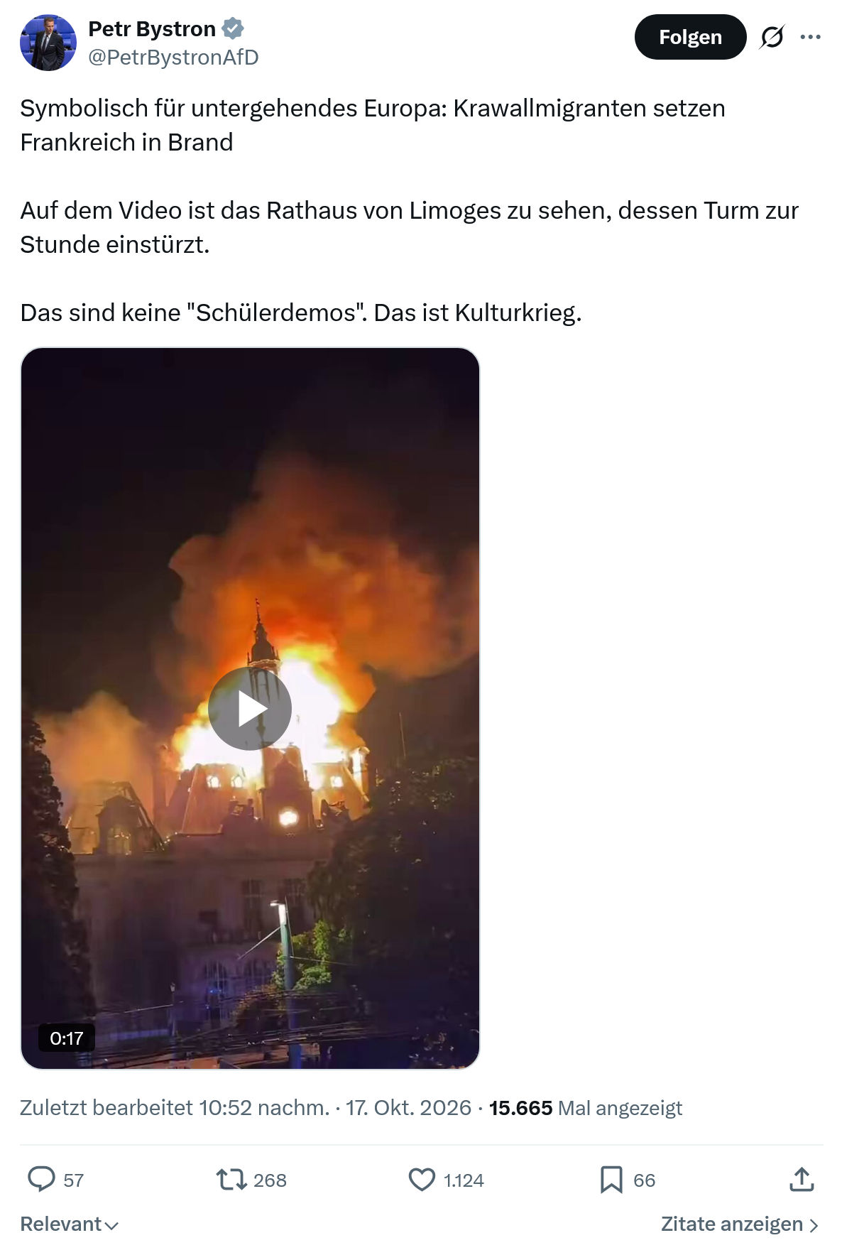 Petr Bystron: Symbolisch für untergehendes Europa...